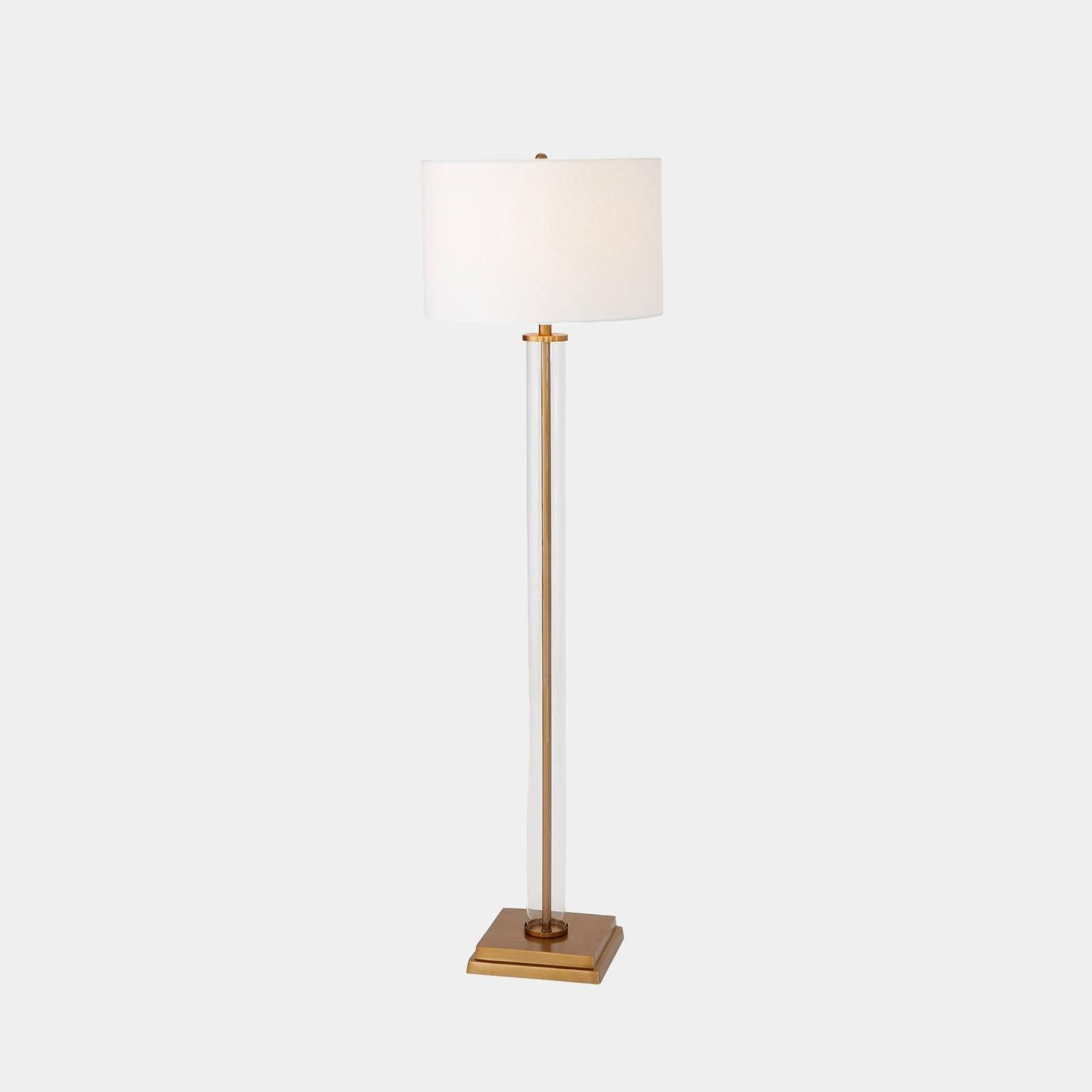 Global Views Franklin Antique Brass Glass Tube Floor Lamp