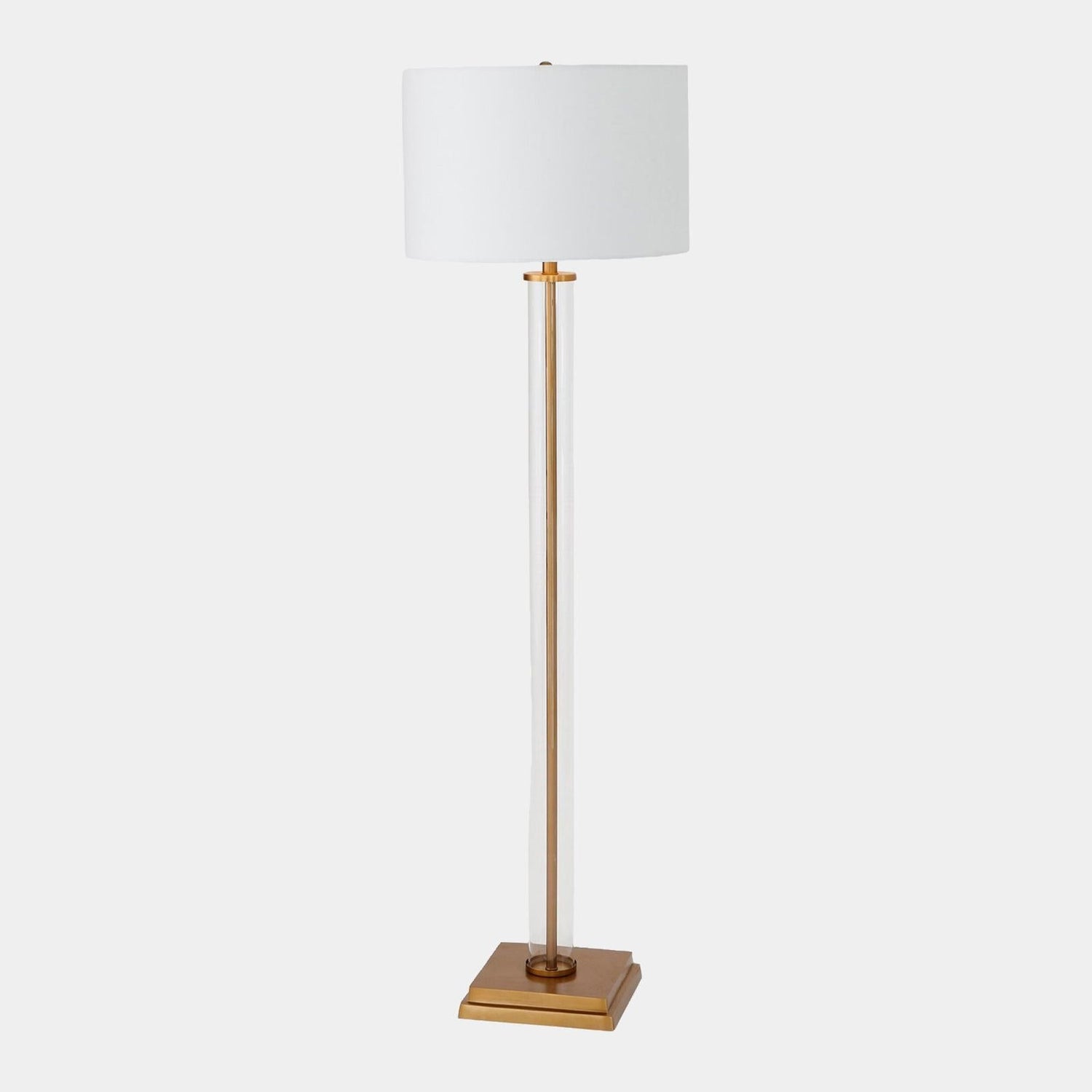 Global Views Franklin Antique Brass Glass Tube Floor Lamp