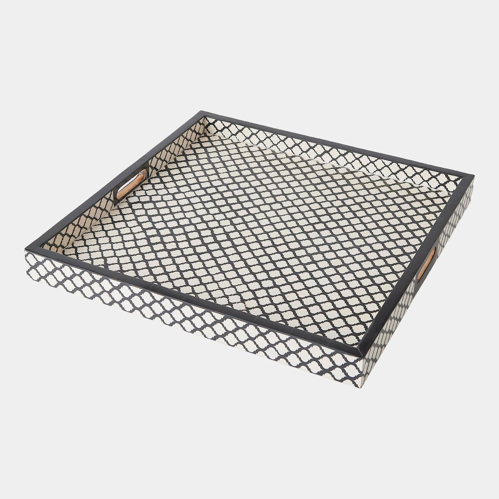 Global Views Moroccan Black Resin Square Tray