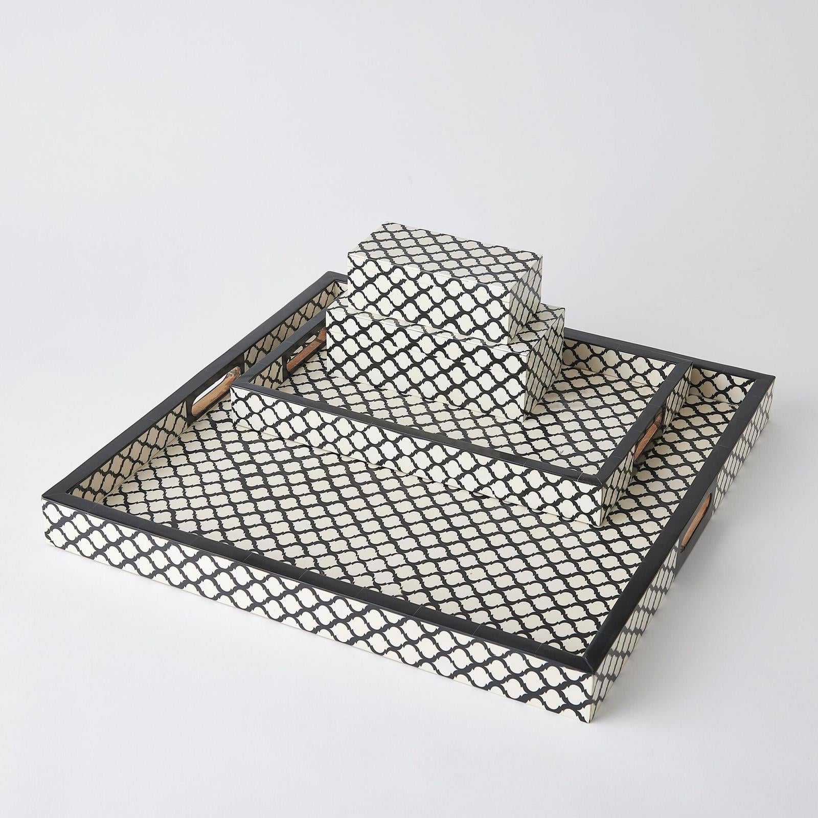 Global Views Moroccan Black Resin Square Tray