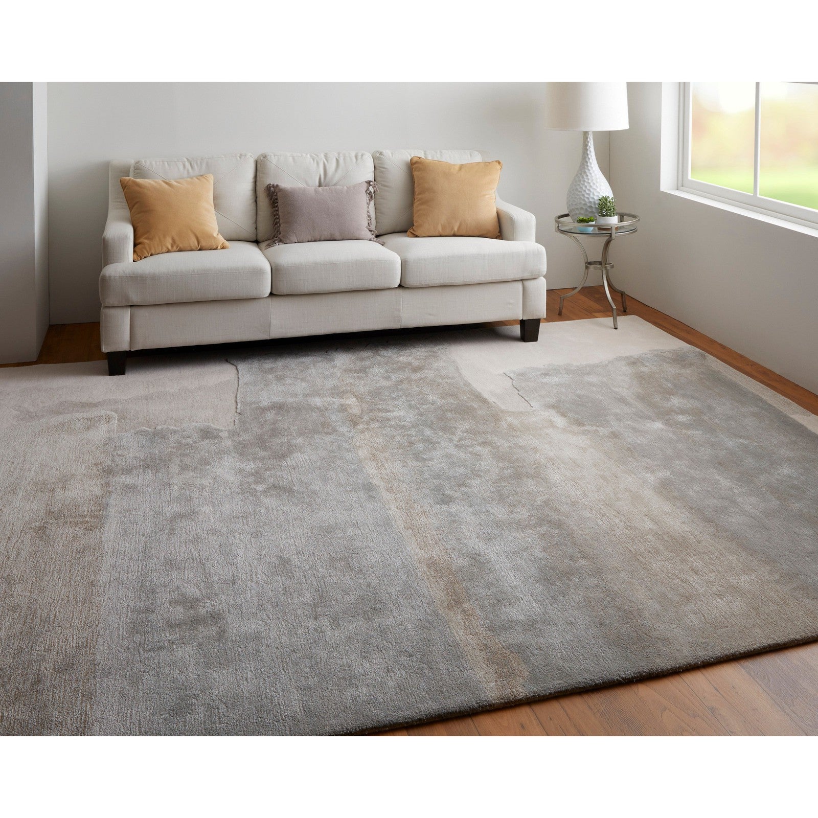 Feizy Anya 8921F Transitional Abstract Rug in Ivory/Gray