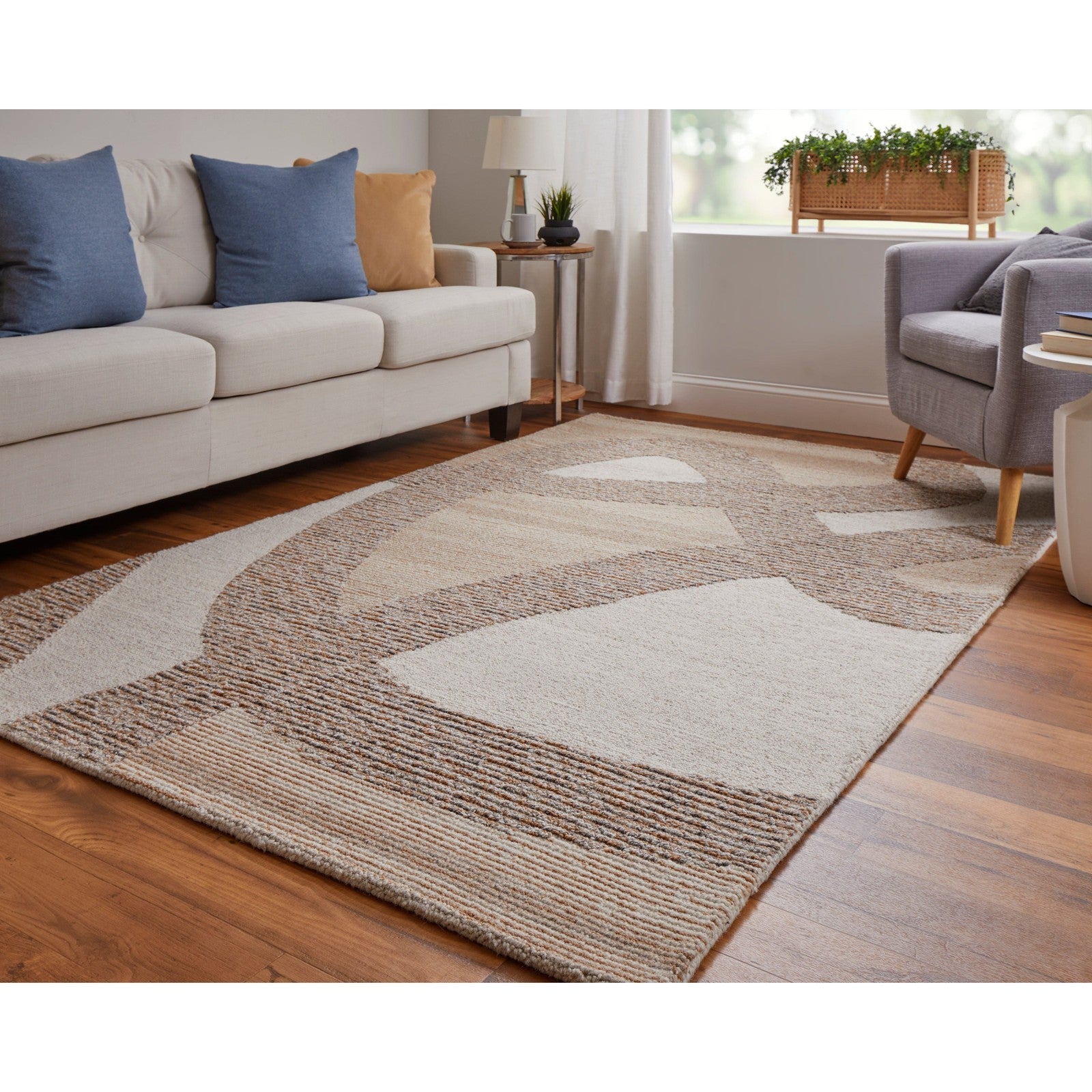 Feizy Pollock 8952F Modern Abstract in Brown/Tan/Ivory
