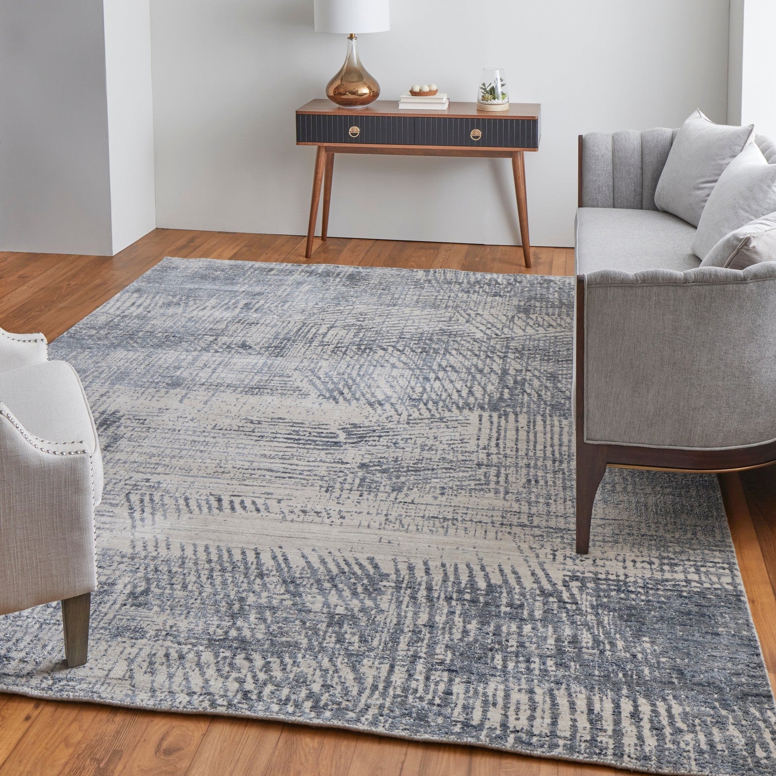 Feizy Eastfield 69AIF Modern Abstract in Blue/Ivory/Gray