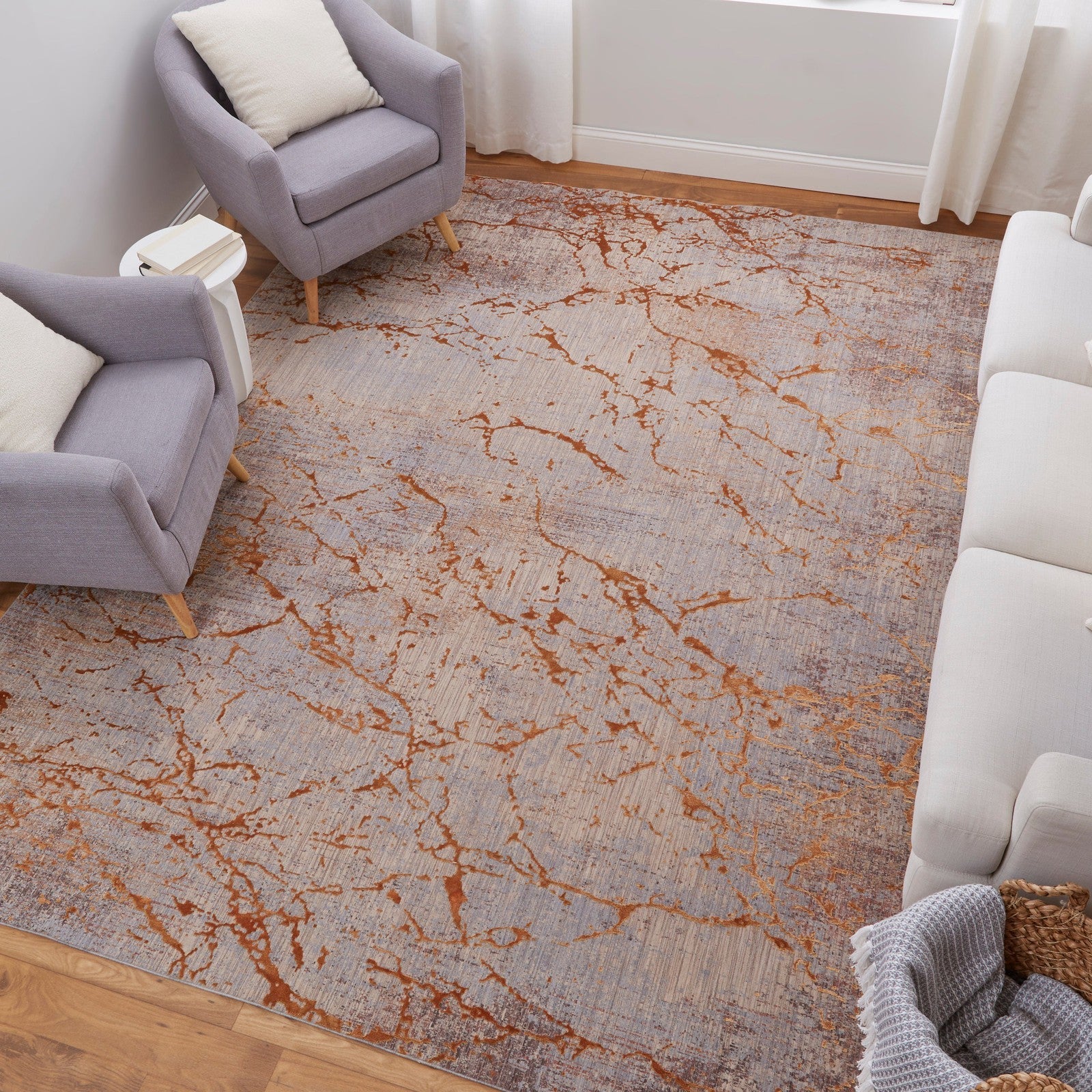 Feizy Pryor 39NEF Modern Abstract in Gold/Brown/Gray