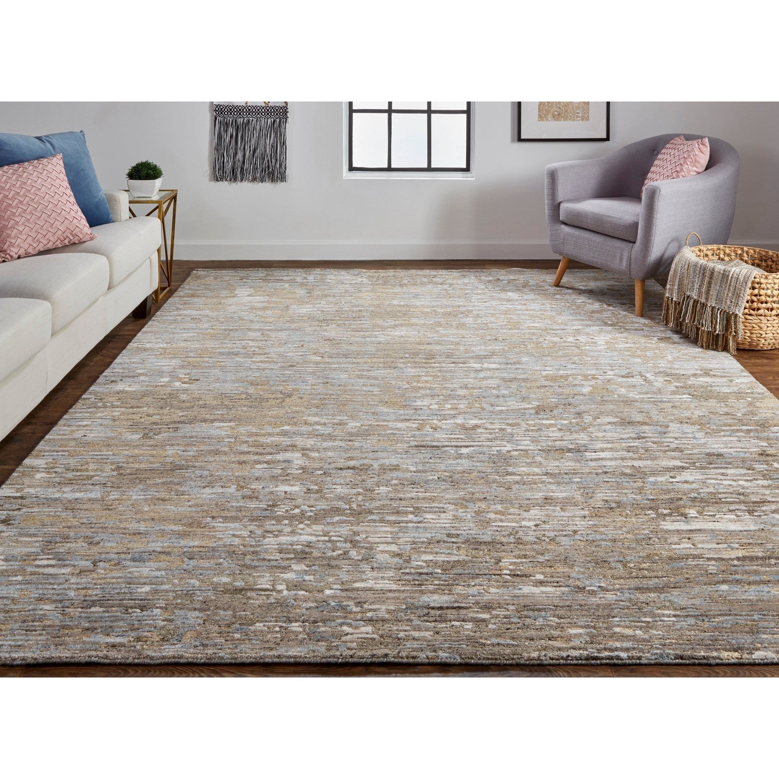 Feizy Conroe 6822F Modern Abstract in Brown/Gray