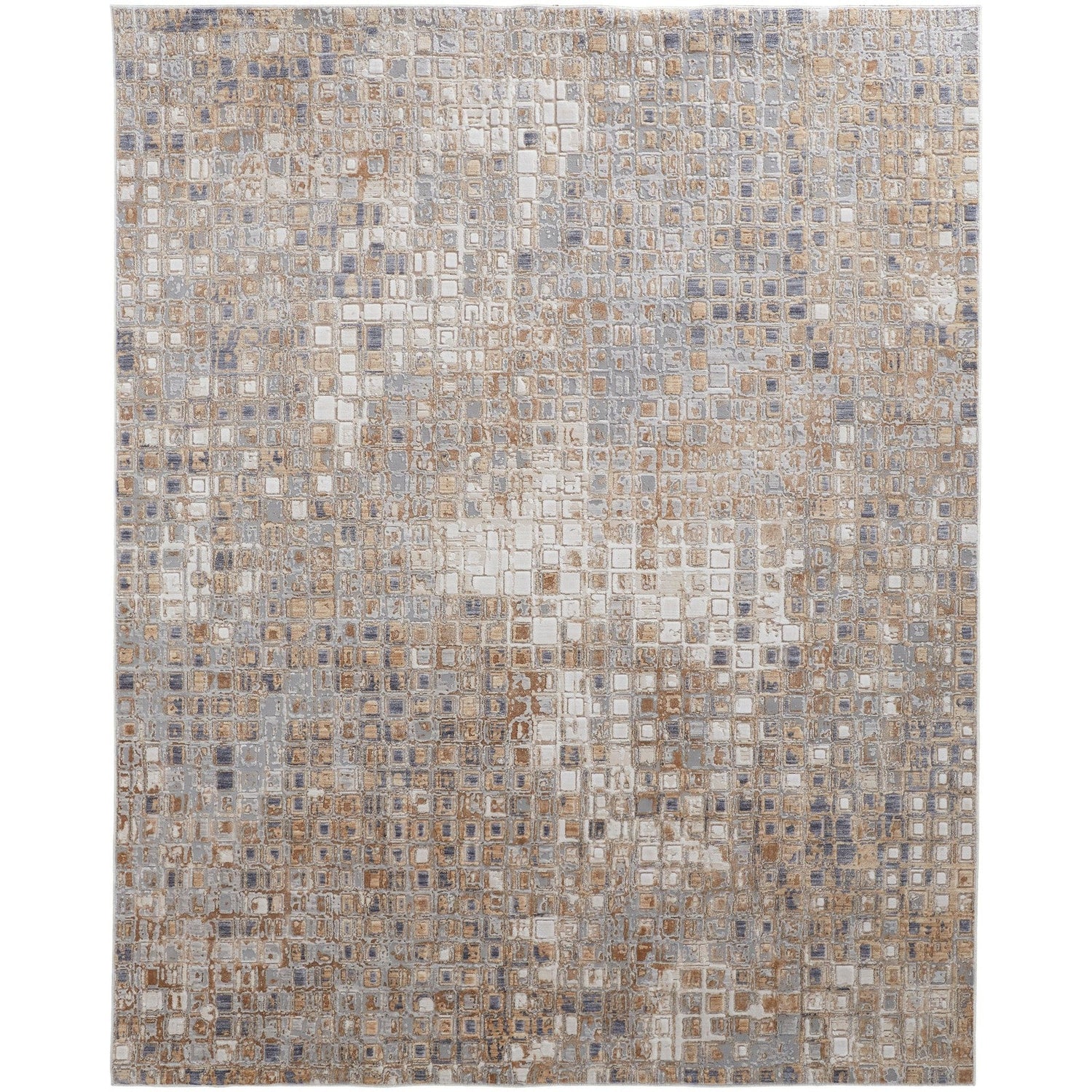 Feizy Laina 39G0F Transitional Geometric in Tan/Ivory/Blue