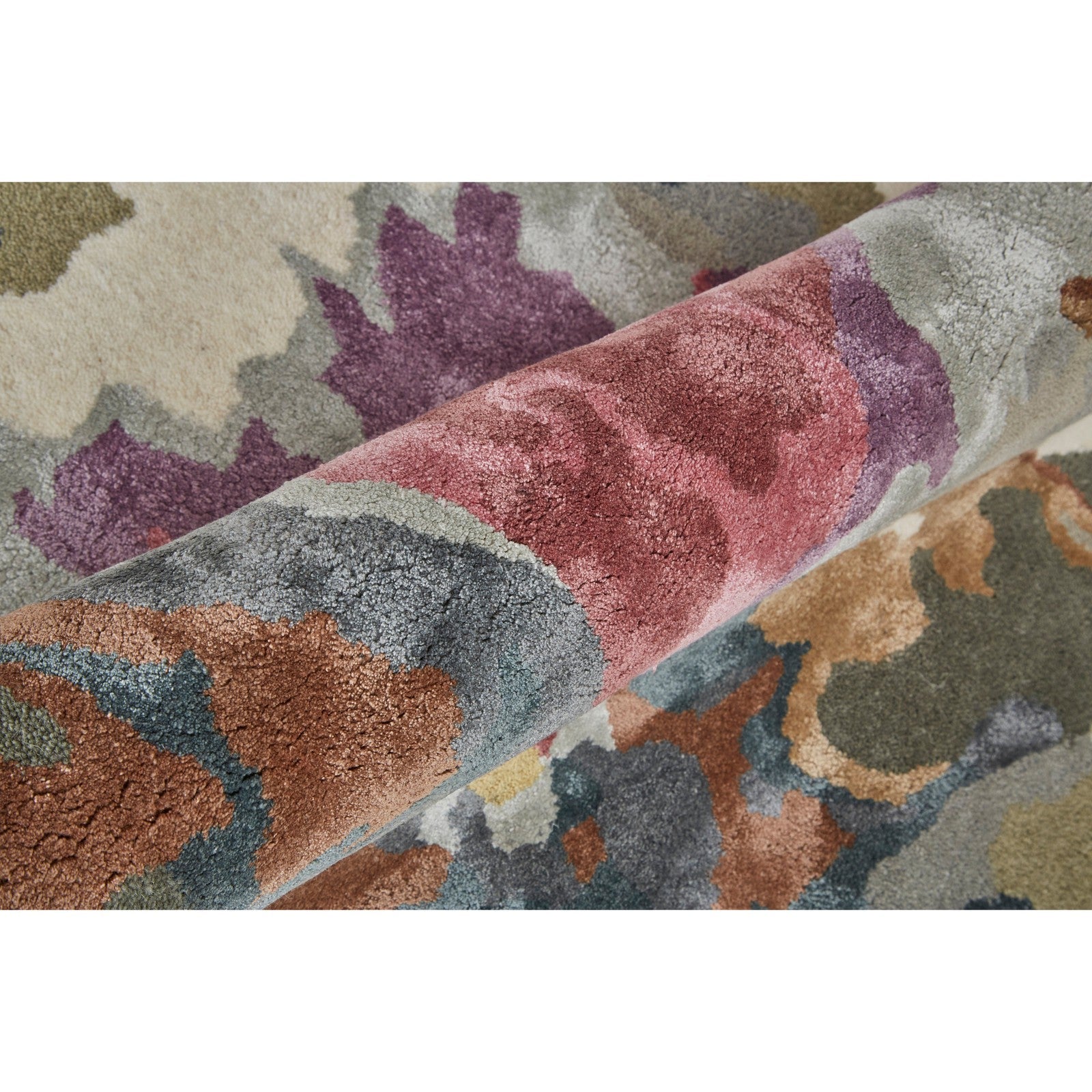 Feizy Dafney 8864F Transitional Floral & Botanical in Purple/Pink/Green