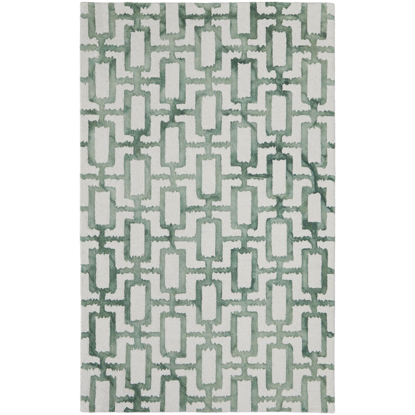 Feizy Lorrain 8919F Modern Geometric Rug in Ivory/Green