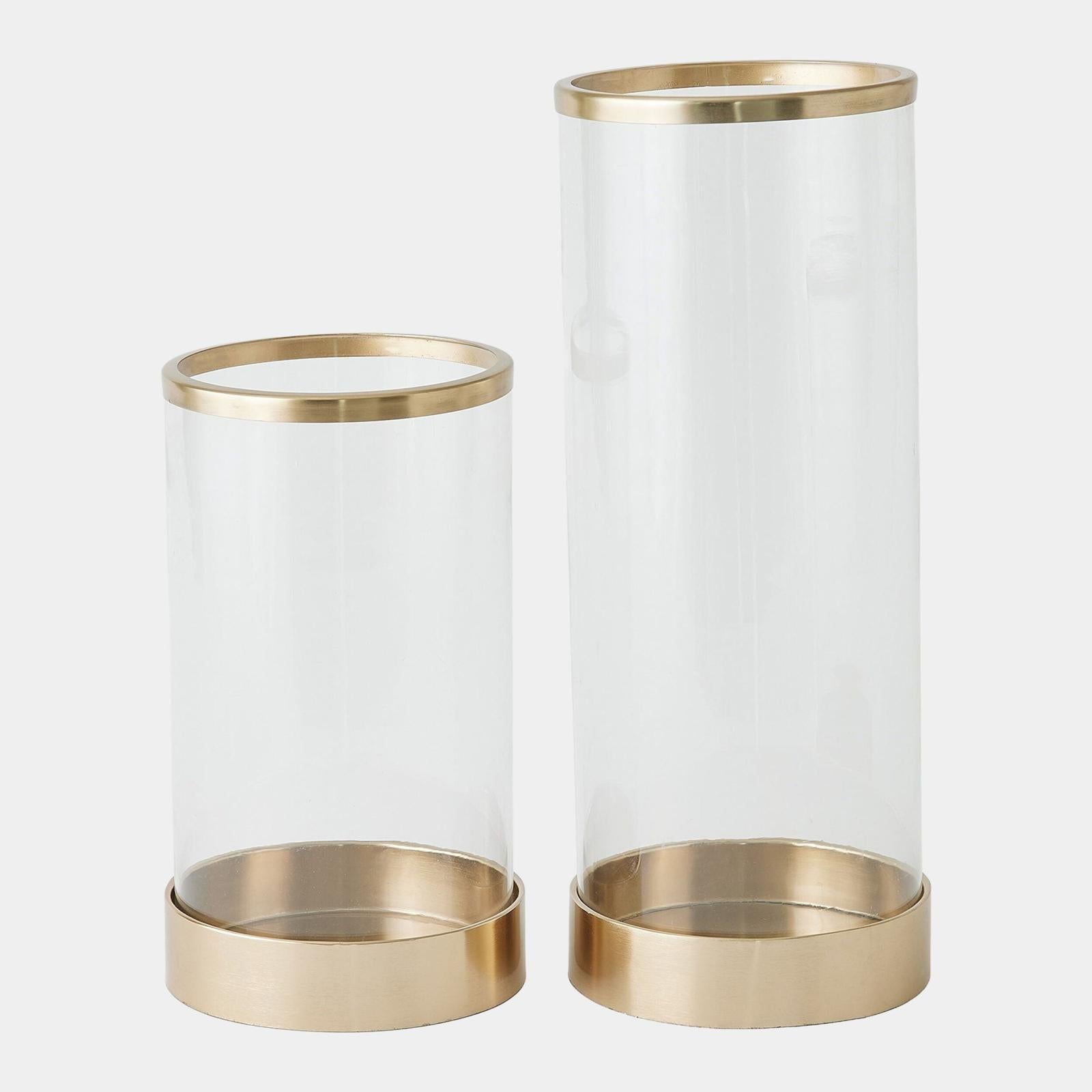 Global Views Banded Antique Brass Hurricane