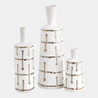 Global Views Labirinto Golden Stripe White Vase