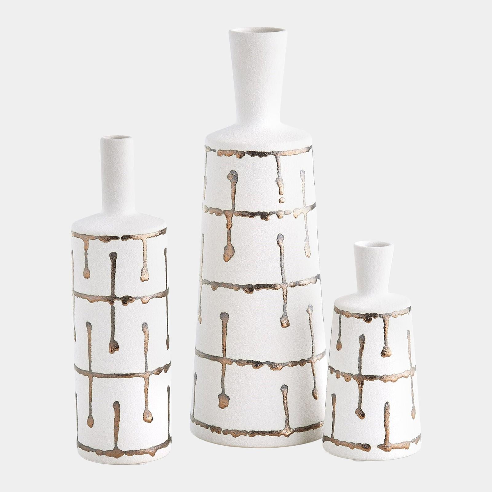 Global Views Labirinto Golden Stripe White Vase