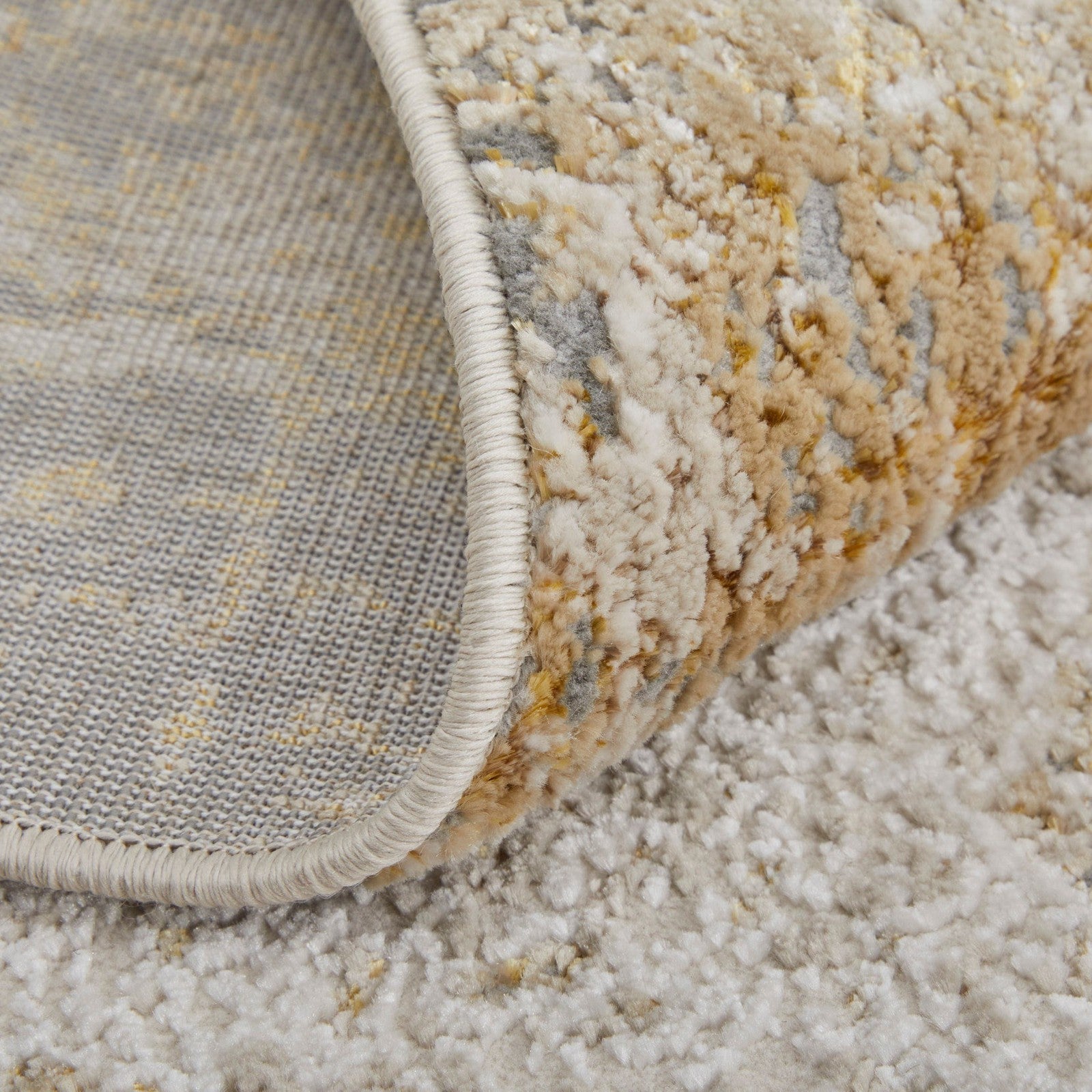 Feizy Aura 39LNF Modern Abstract Rug in Ivory/Brown/Gray