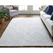 Feizy Redford 8847F Transitional Solid in White/Silver