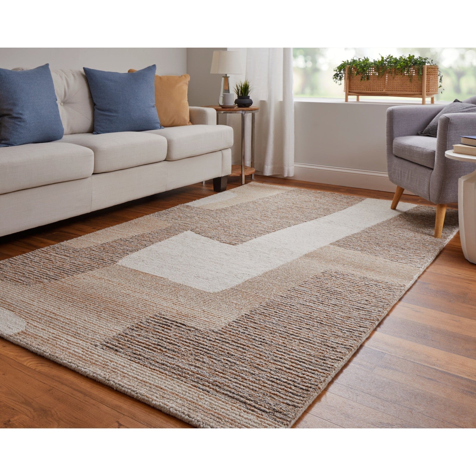 Feizy Pollock 8953F Modern Abstract in Brown/Tan/Ivory