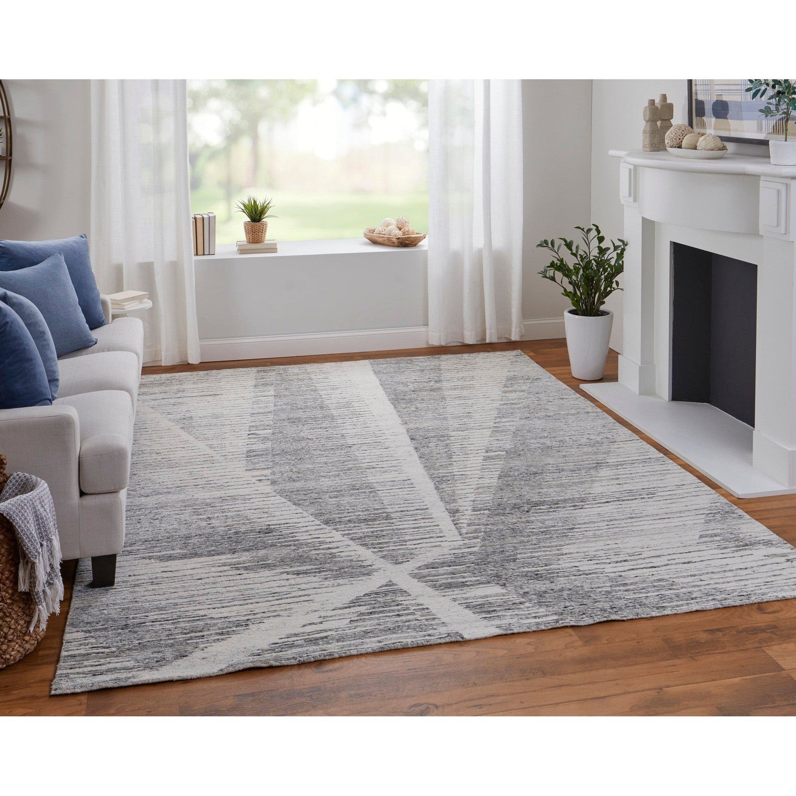 Feizy Brighton 69CHF Modern Abstract in Ivory/Gray