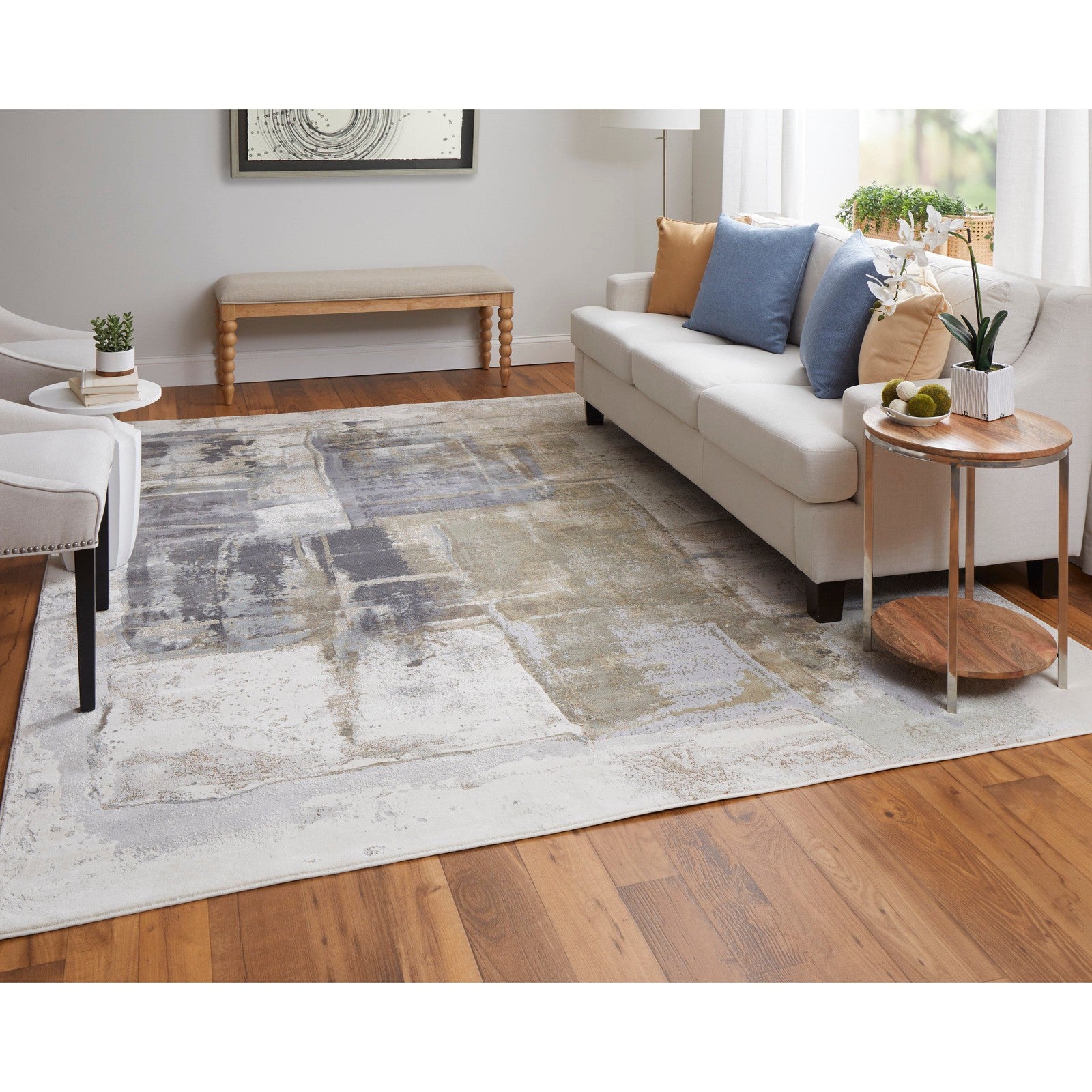 Feizy Clio 39LUF Modern Watercolor in Brown/Gray/Black