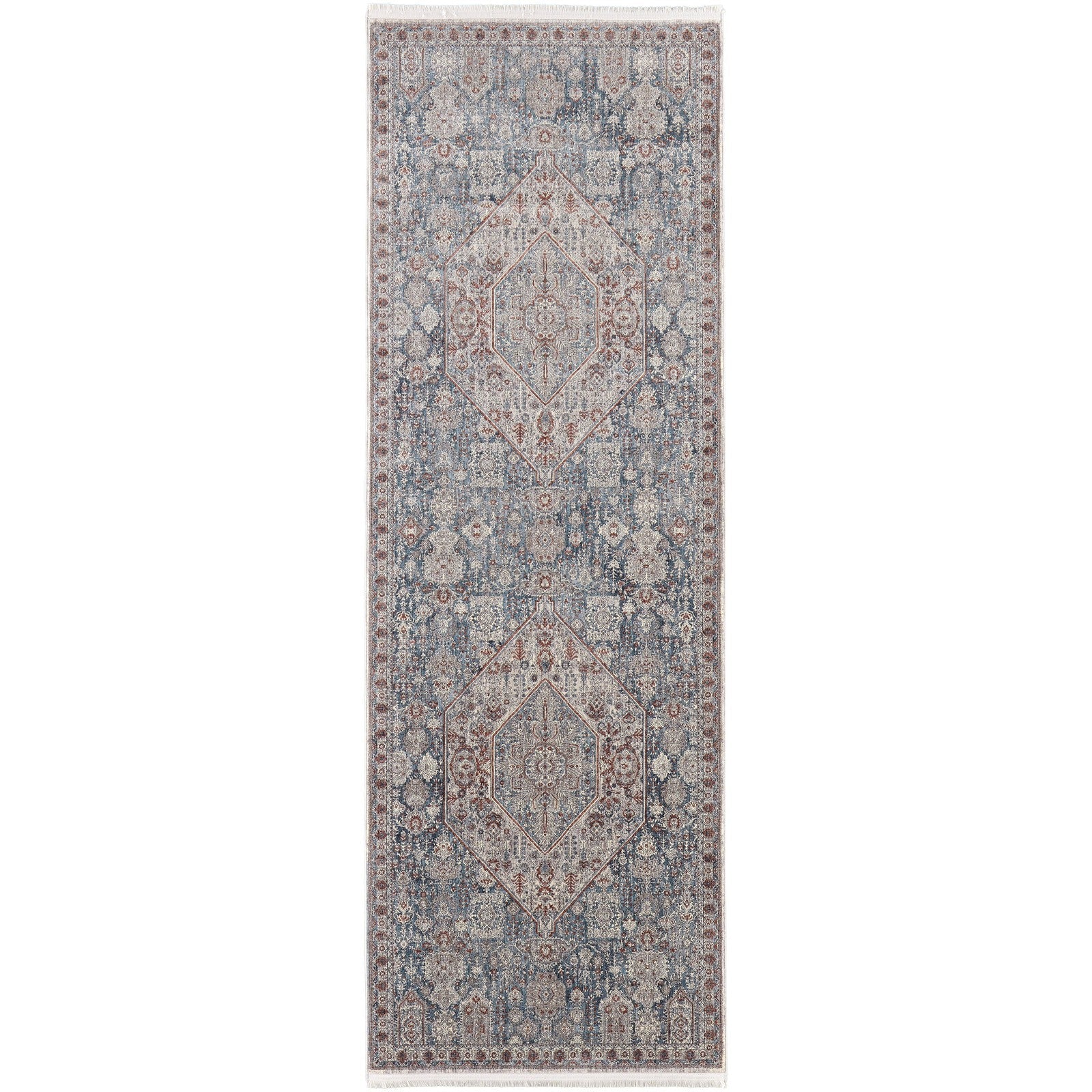 Feizy Marquette 39GUF Transitional Medallion in Blue/Ivory