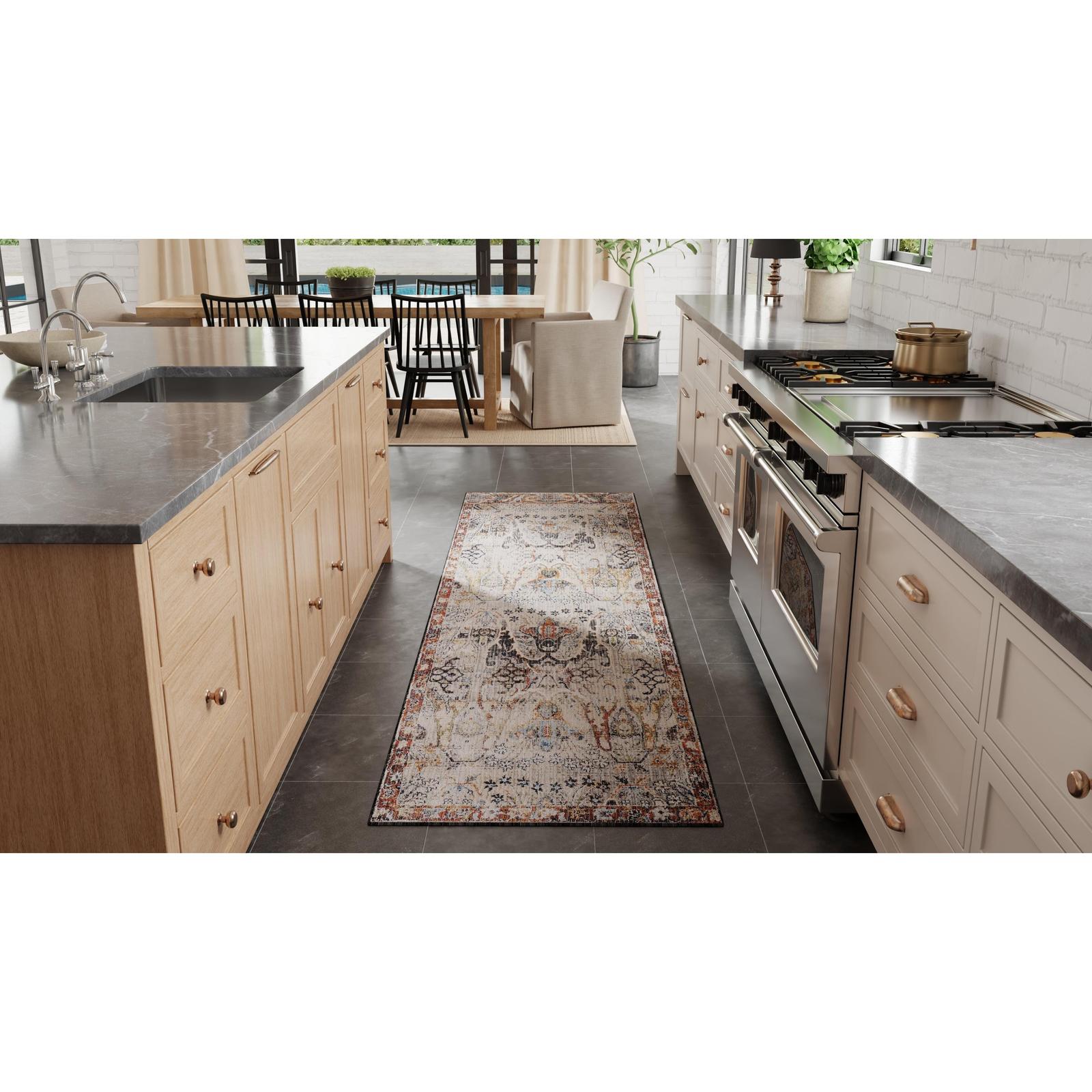 Feizy Melrose 39P2F Transitional Ikat Rug in Ivory/Red/Gray
