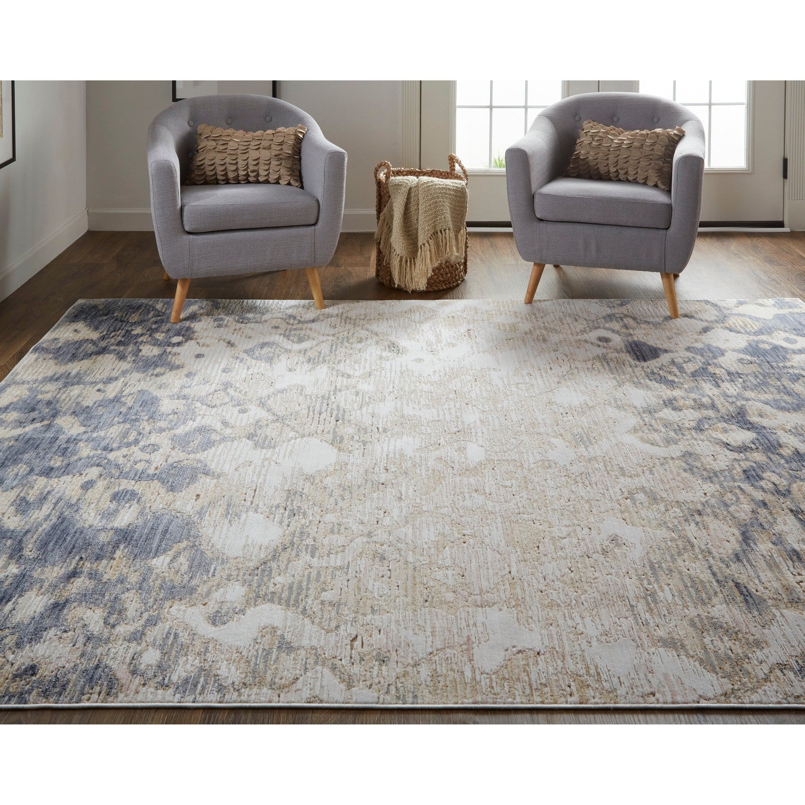 Feizy Laina 39G7F Transitional Gradient & Ombre in Tan/Ivory/Blue
