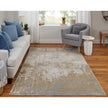 Feizy Aura 39LNF Modern Abstract Rug in Ivory/Brown/Gray