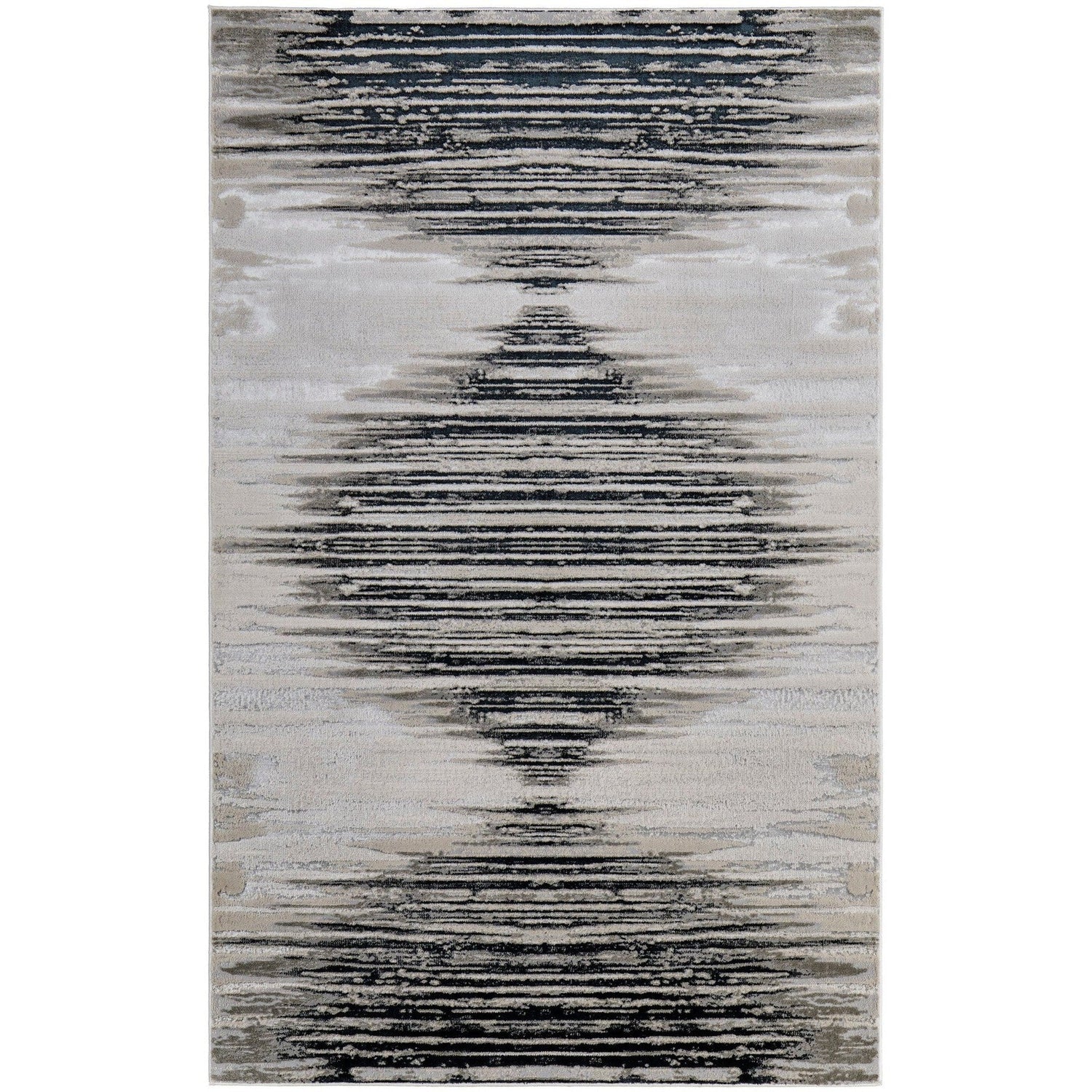 Feizy Micah 39LRF Modern Diamond Rug in Black/Silver/Taupe