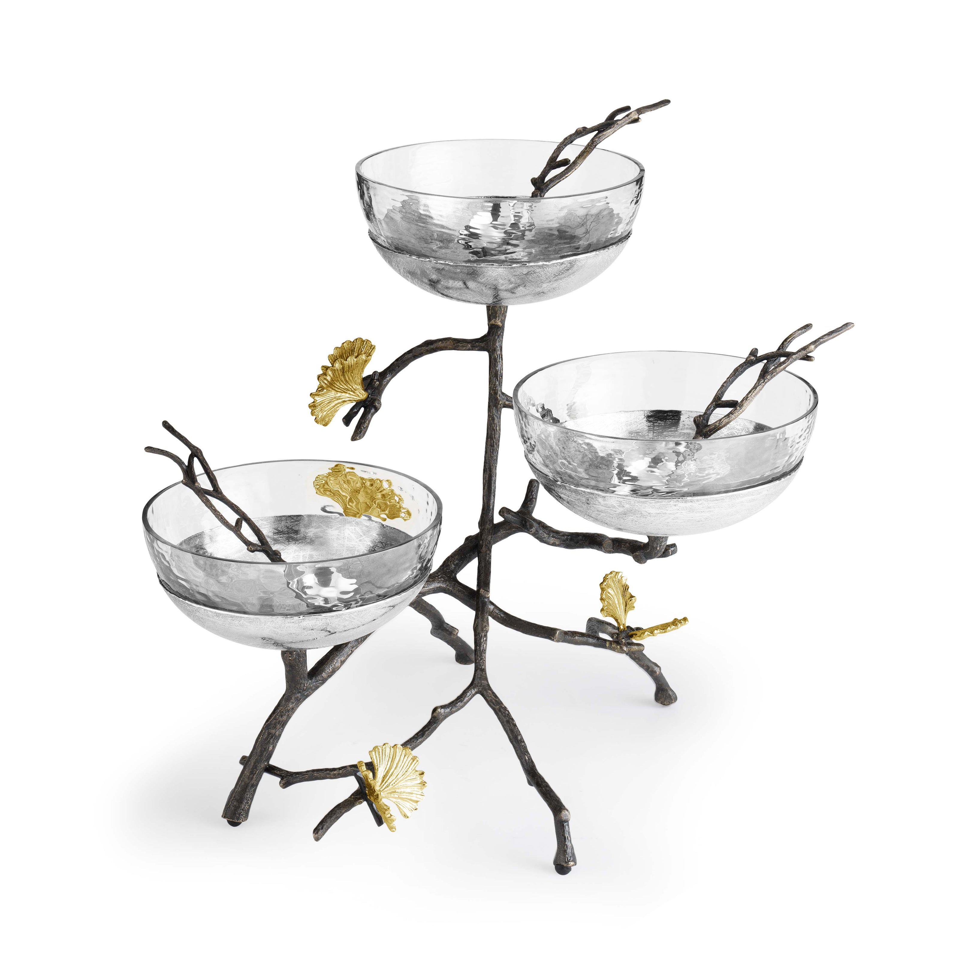 Michael Aram Butterfly Ginkgo Triple Bowl Set with Spoons