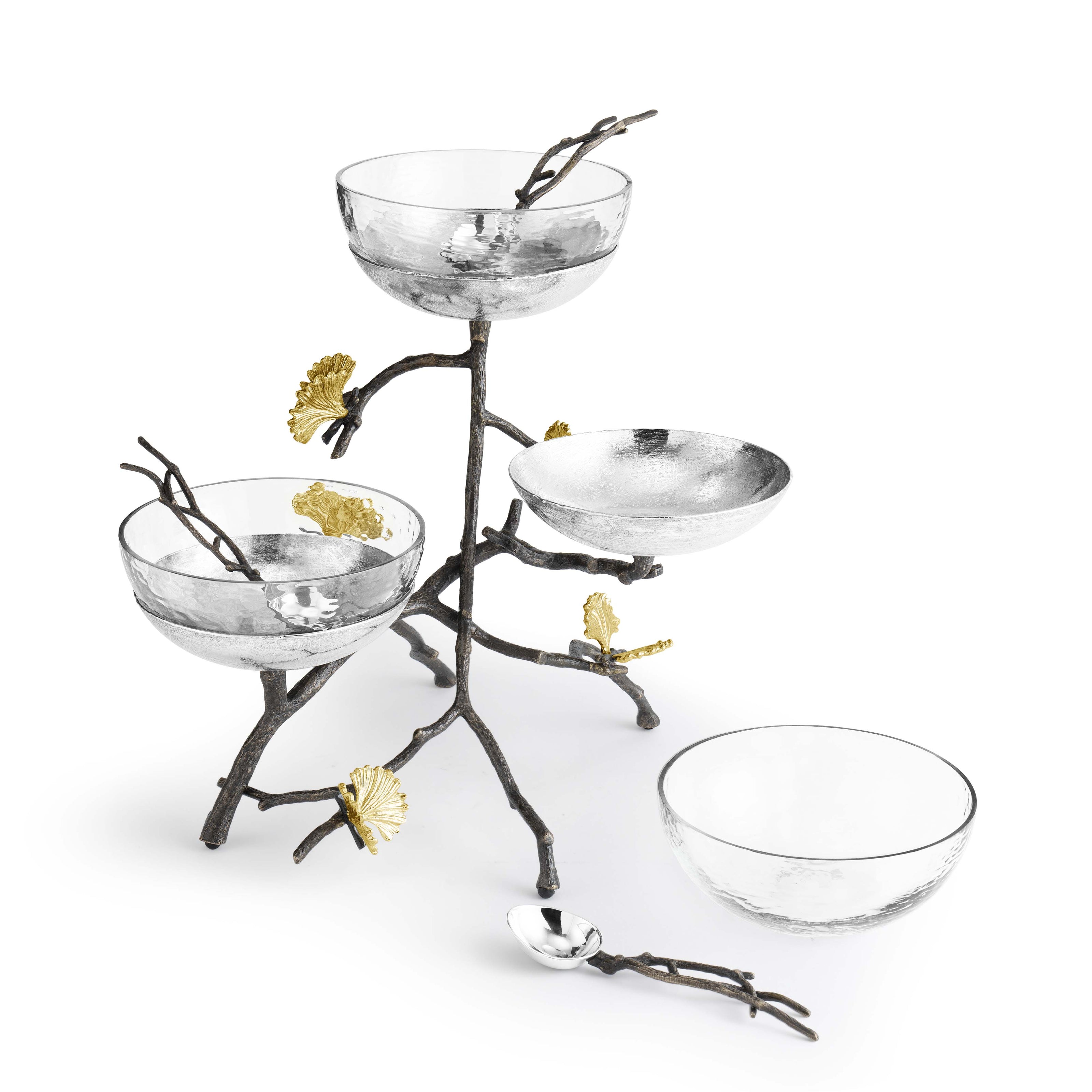 Michael Aram Butterfly Ginkgo Triple Bowl Set with Spoons