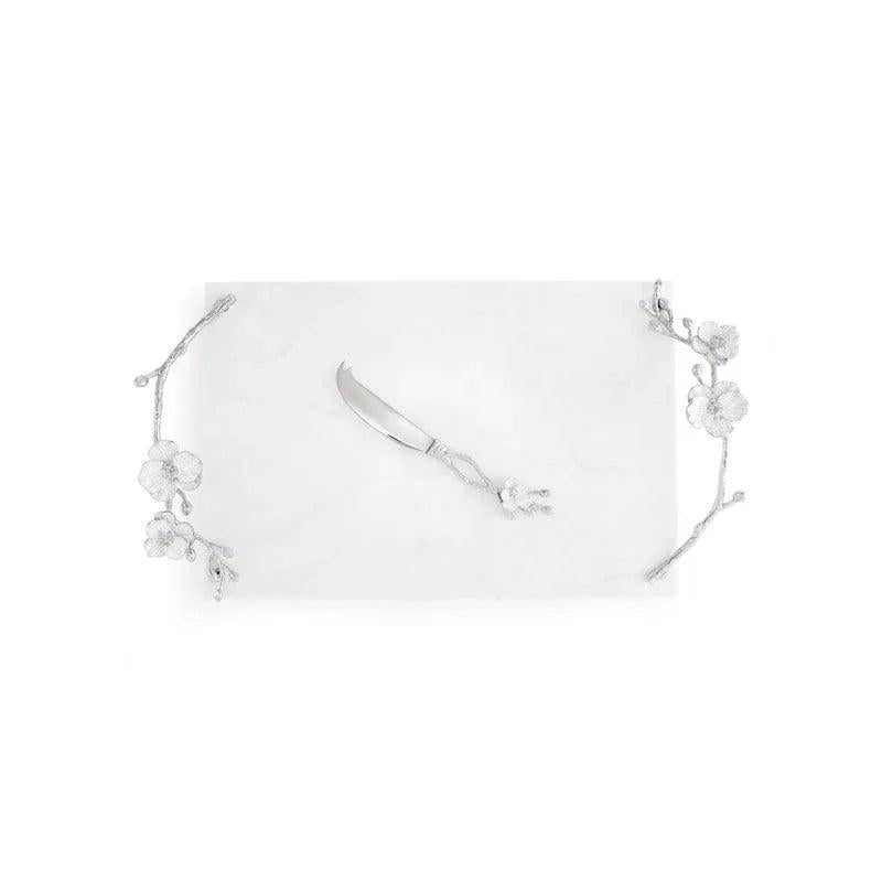 Michael Aram Silver Orchid Cheeseboard with Knife