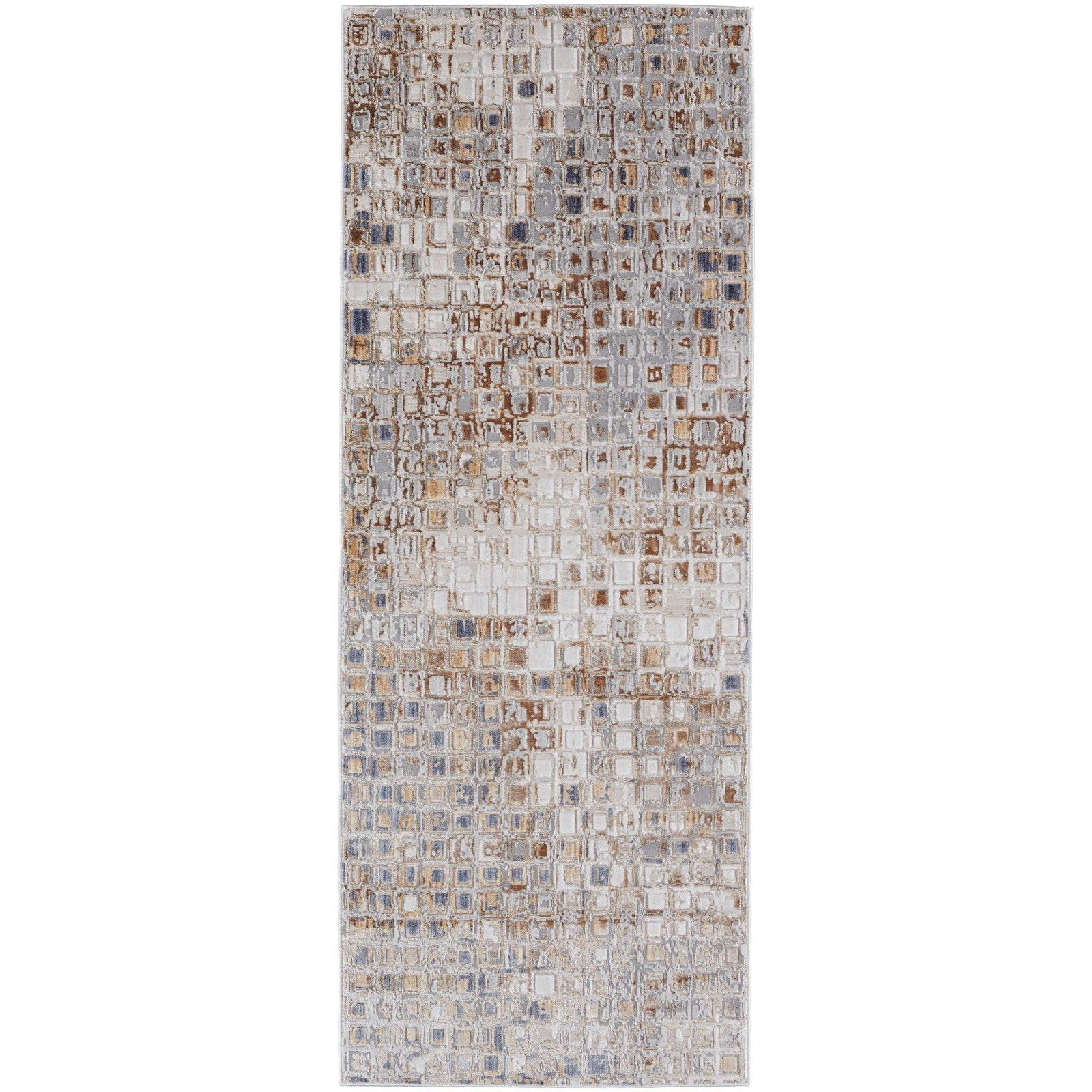Feizy Laina 39G0F Transitional Geometric in Tan/Ivory/Blue