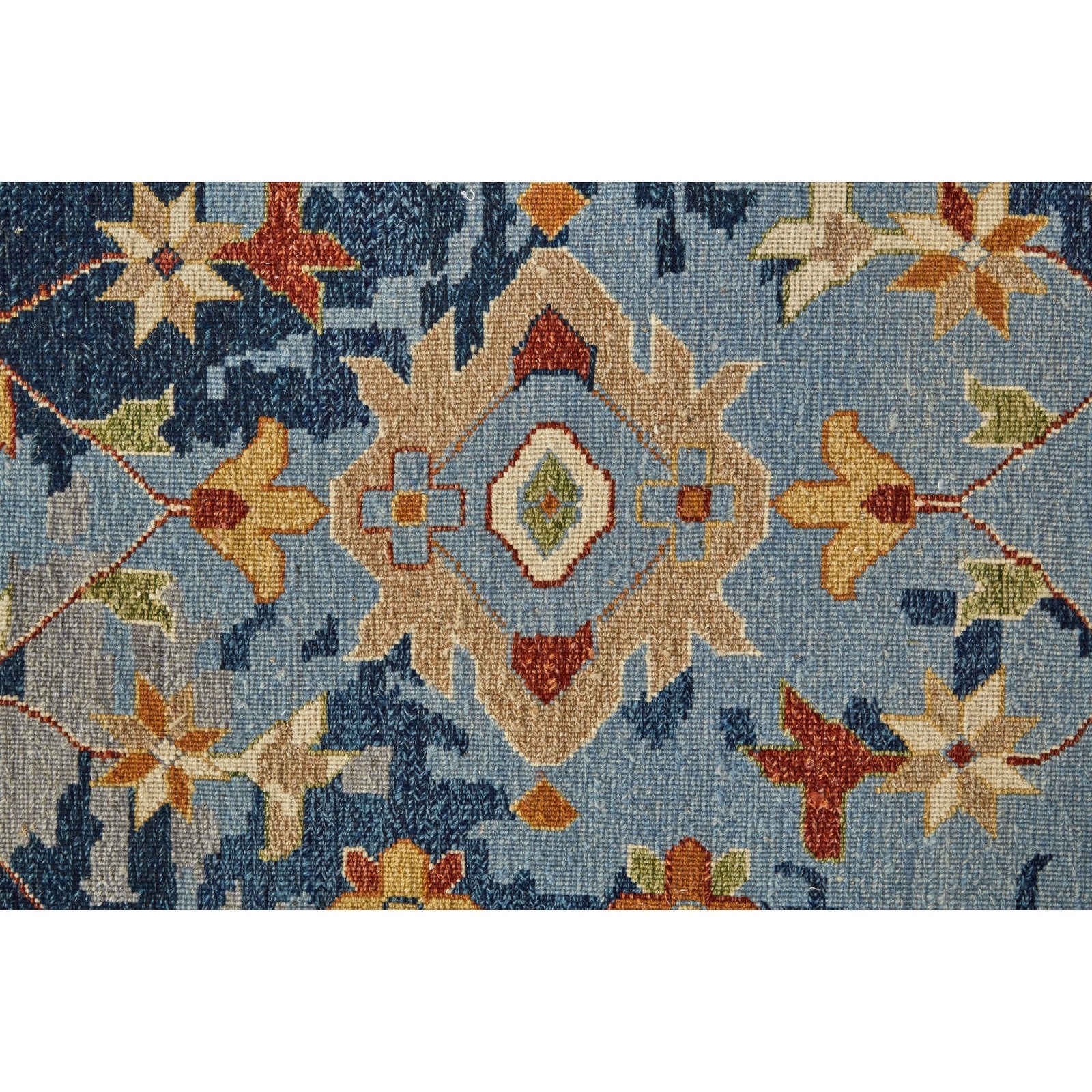Feizy Leylan 0587F Transitional Floral & Botanical in Blue/Orange/Red