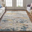 Feizy Everley 8644F Modern Abstract in Gray/Yellow/Blue