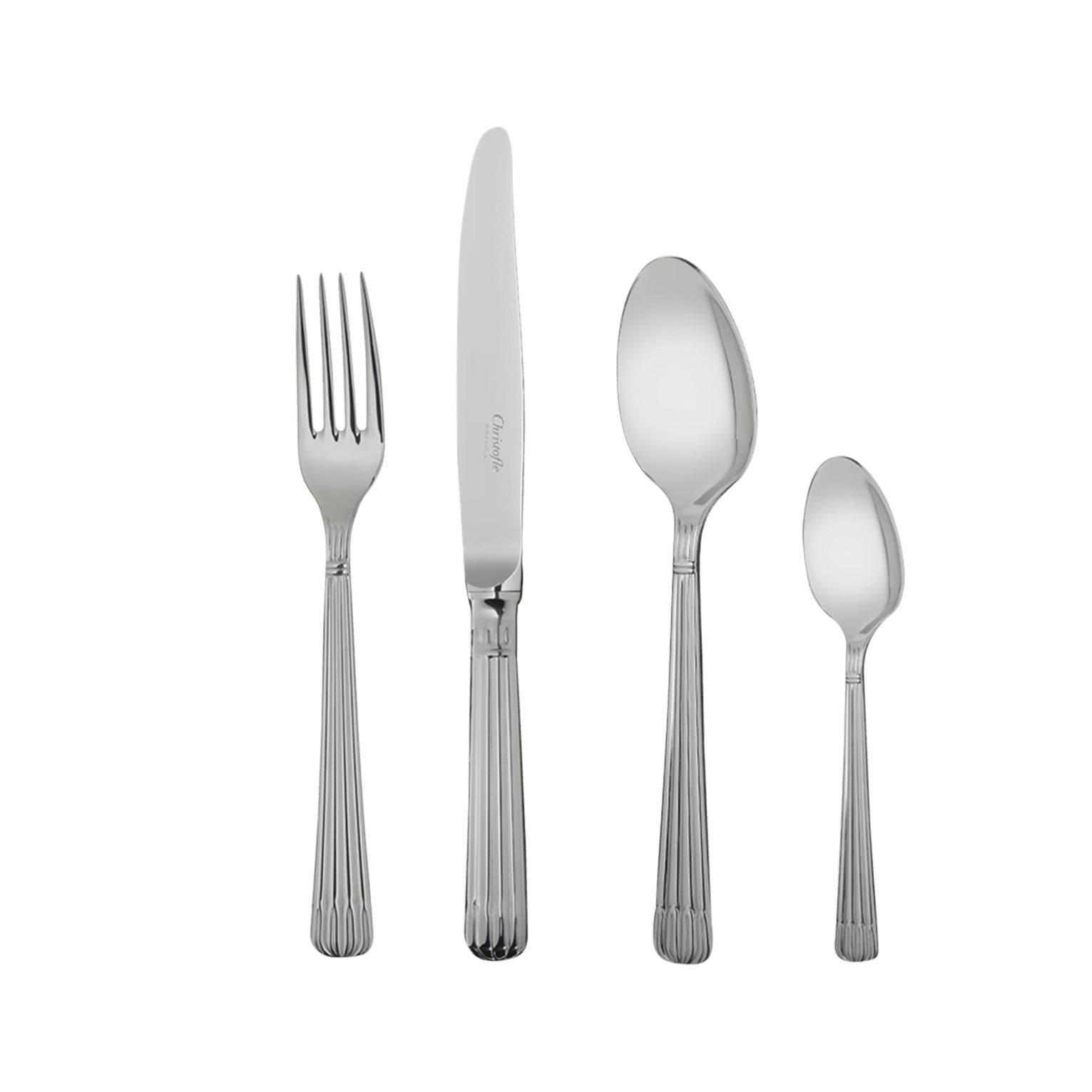 Christofle Osiris 24-Piece Stainless Steel Flatware Set with Storage Box