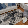 Feizy Micah 39LPF Modern Abstract Rug in Ivory/Black/Taupe