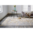 Feizy Aura 3563F Modern Abstract Rug in Ivory/Silver/Gold