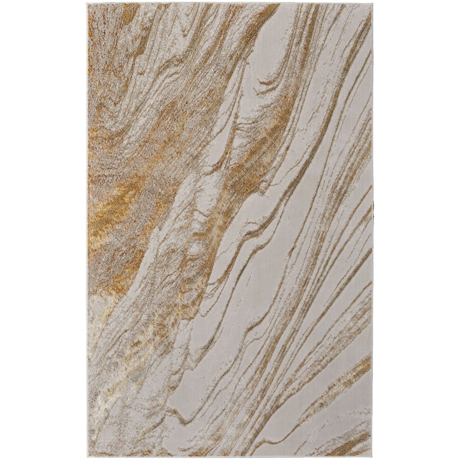 Feizy Aura 39LLF Modern Abstract Rug in Ivory/Taupe/Gold