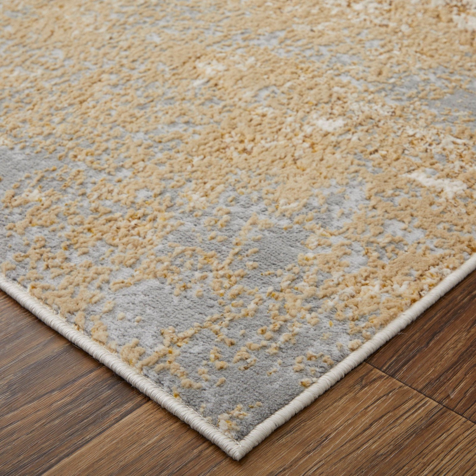 Feizy Aura 39LNF Modern Abstract Rug in Ivory/Brown/Gray