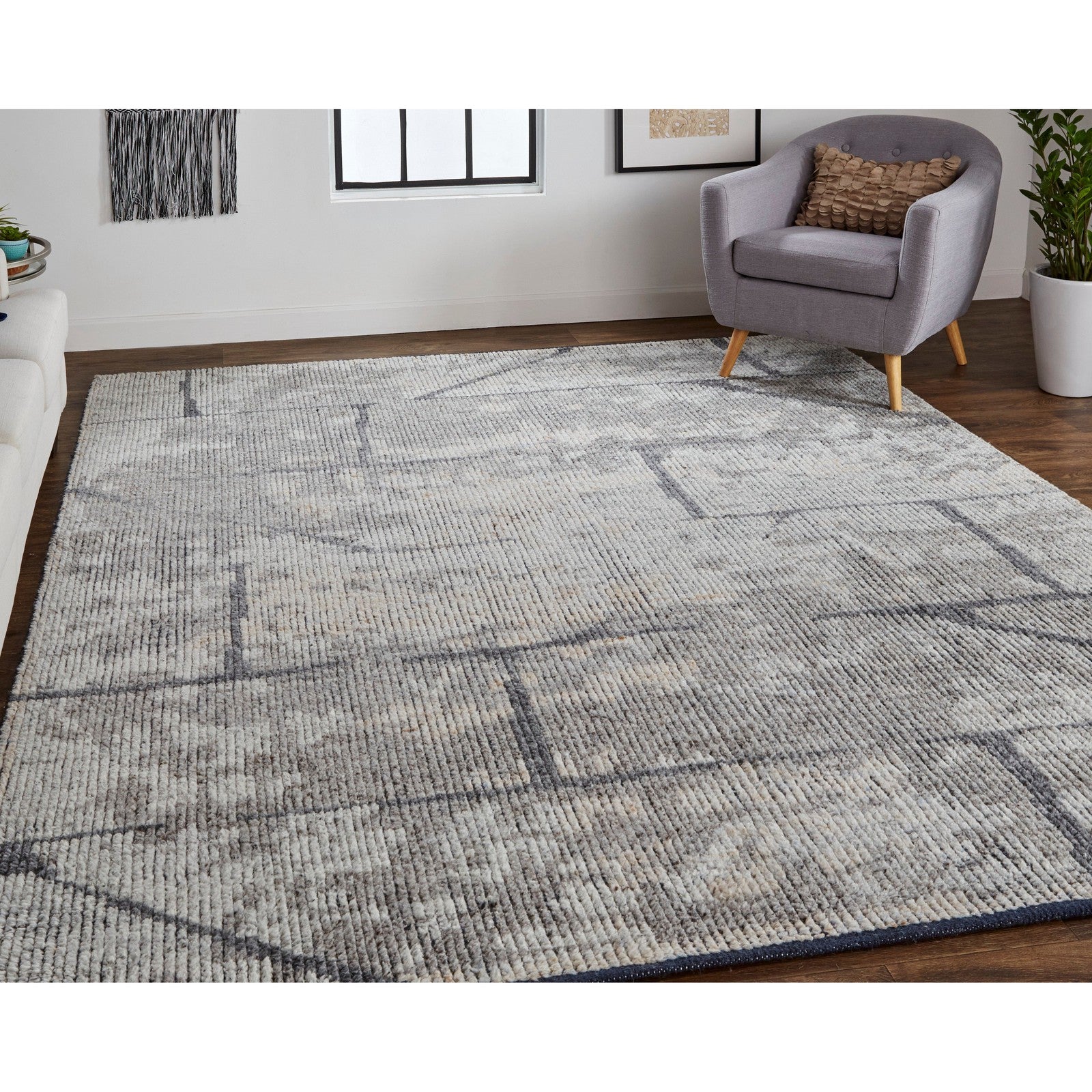 Feizy Alford 6925F Modern Abstract in Gray/Silver