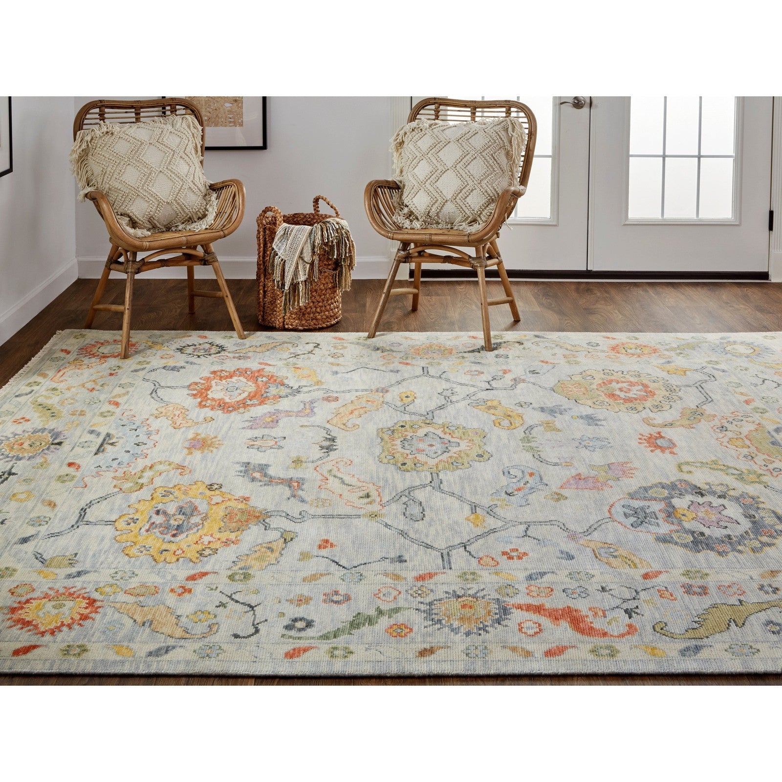 Feizy Karina 6793F Traditional Persian in Gray/Yellow/Red