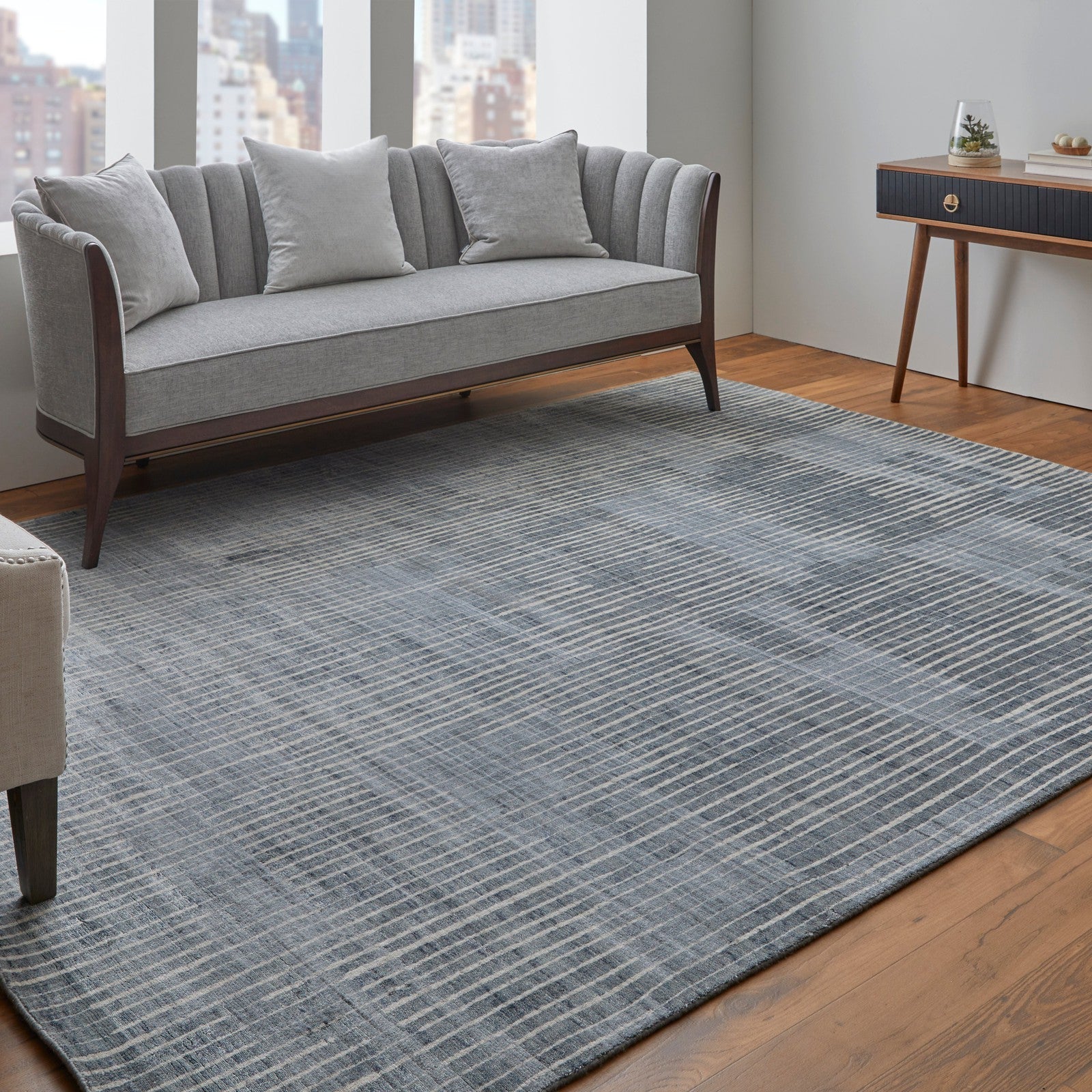 Feizy Eastfield 69AHF Modern Abstract in Blue/Ivory/Gray