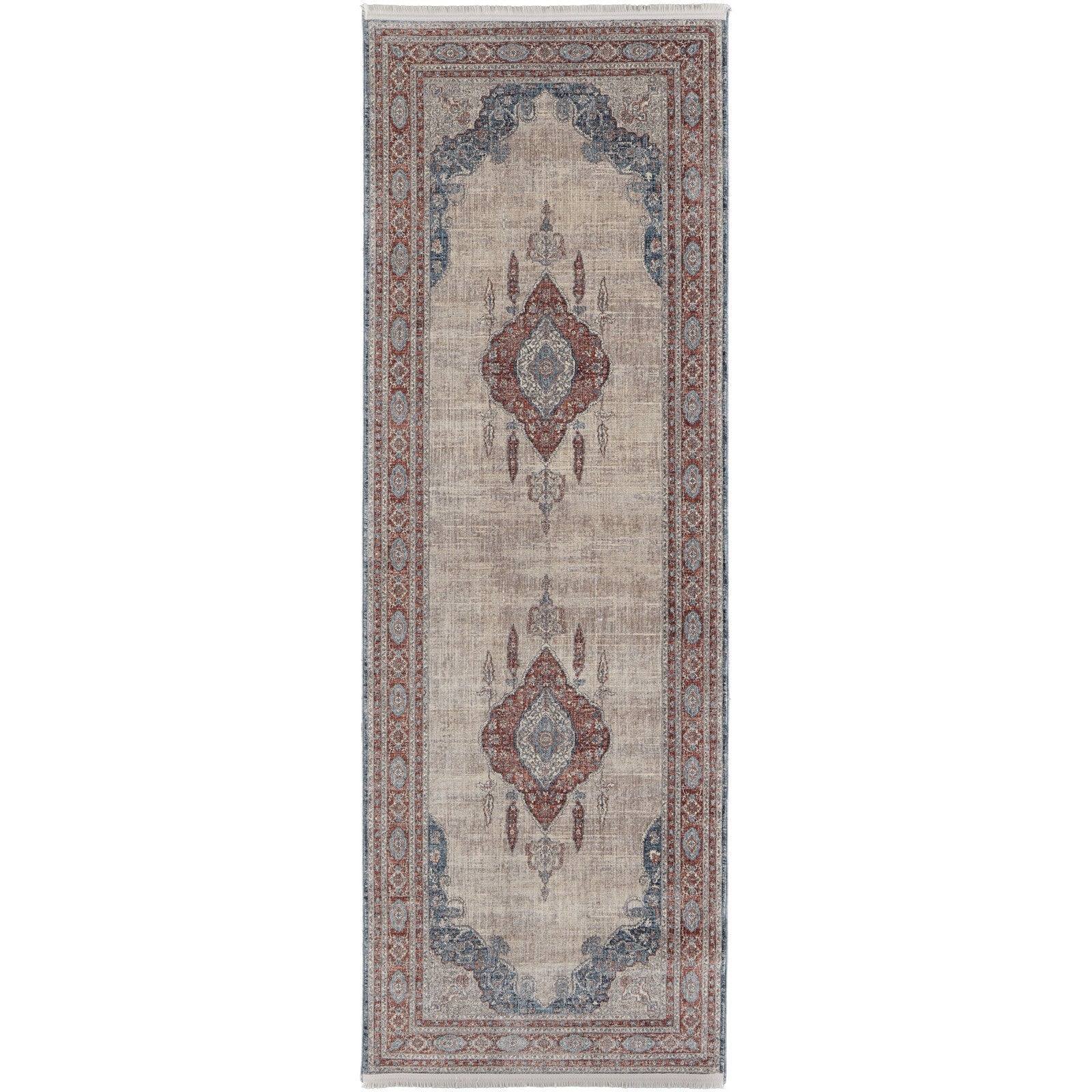 Feizy Marquette 39GRF Transitional Medallion in Gray/Red/Blue