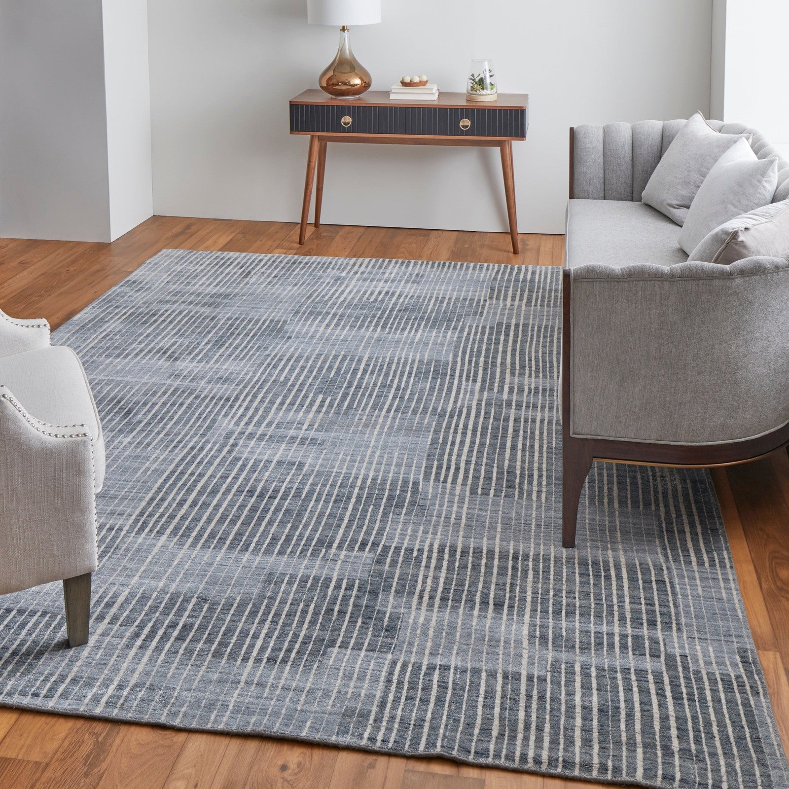 Feizy Eastfield 69AHF Modern Abstract in Blue/Ivory/Gray