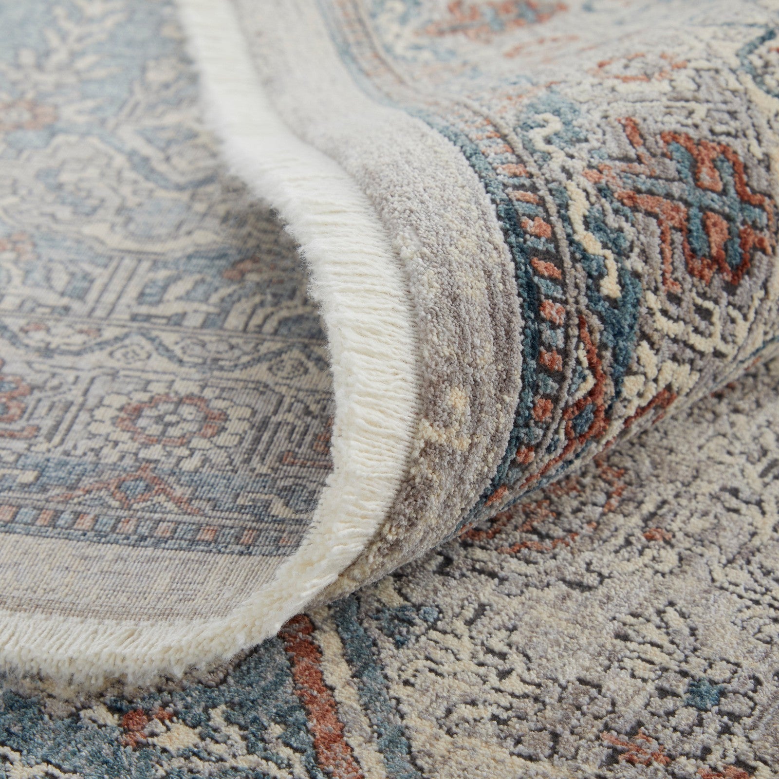 Feizy Marquette 39GUF Transitional Medallion in Blue/Ivory