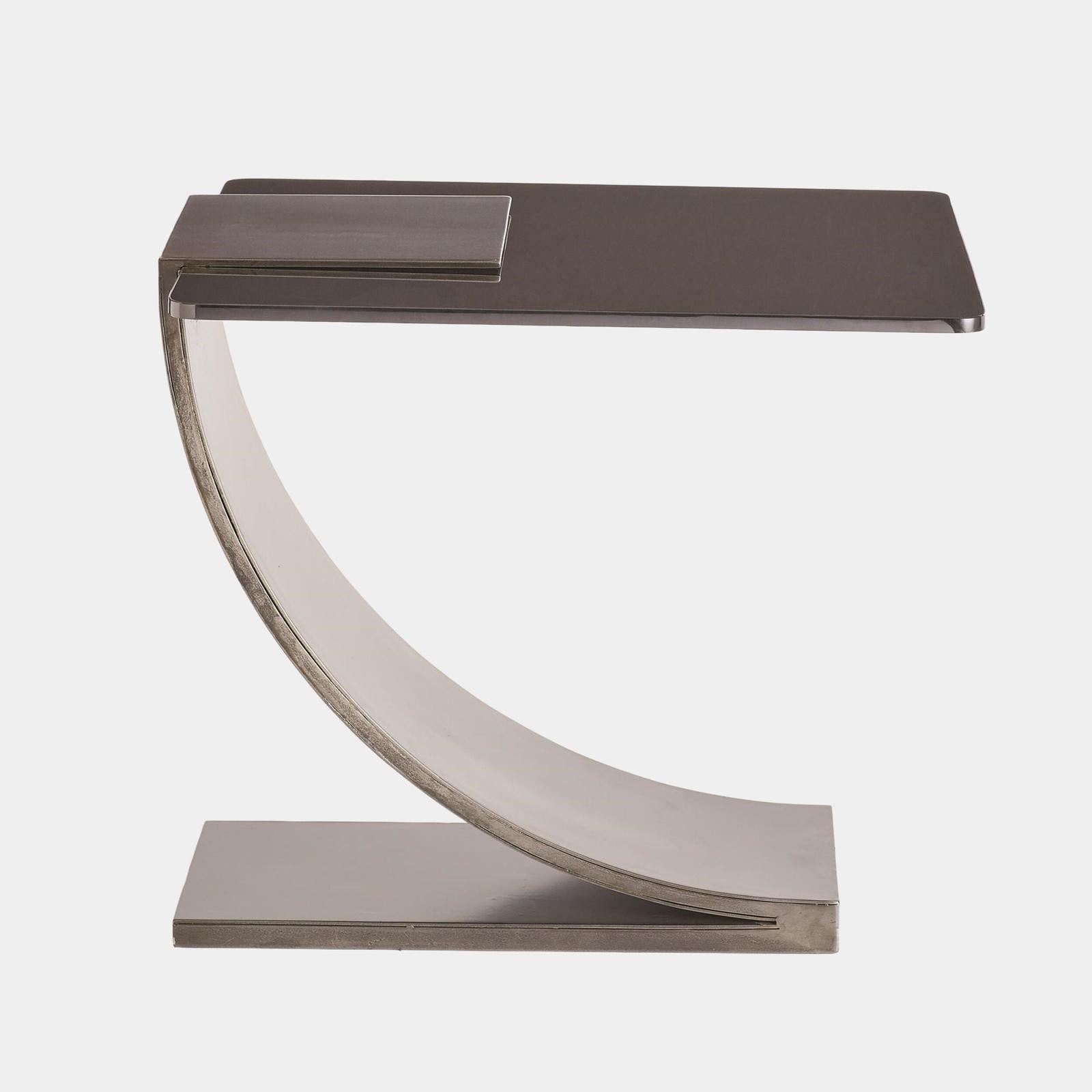 Global Views Smoke Glass Light Gunmetal Side Table