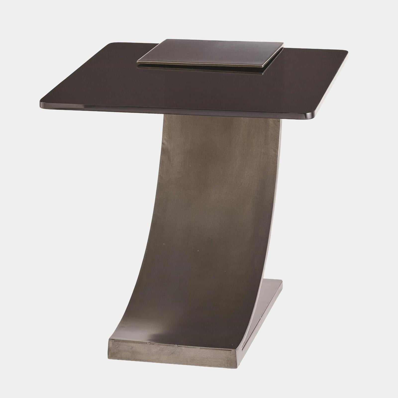 Global Views Smoke Glass Light Gunmetal Side Table
