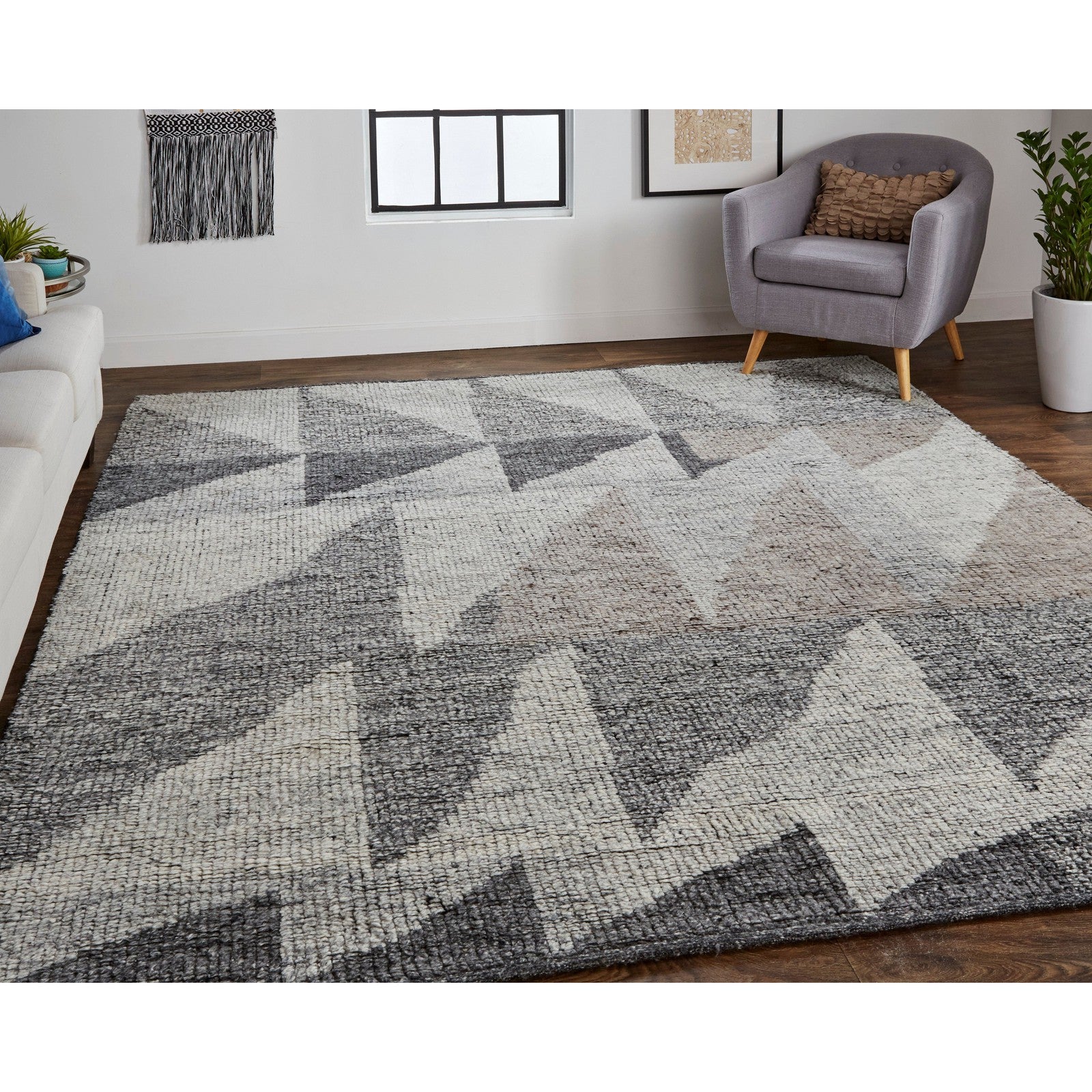 Feizy Alford 6910F Modern Geometric in Ivory/Gray/Taupe