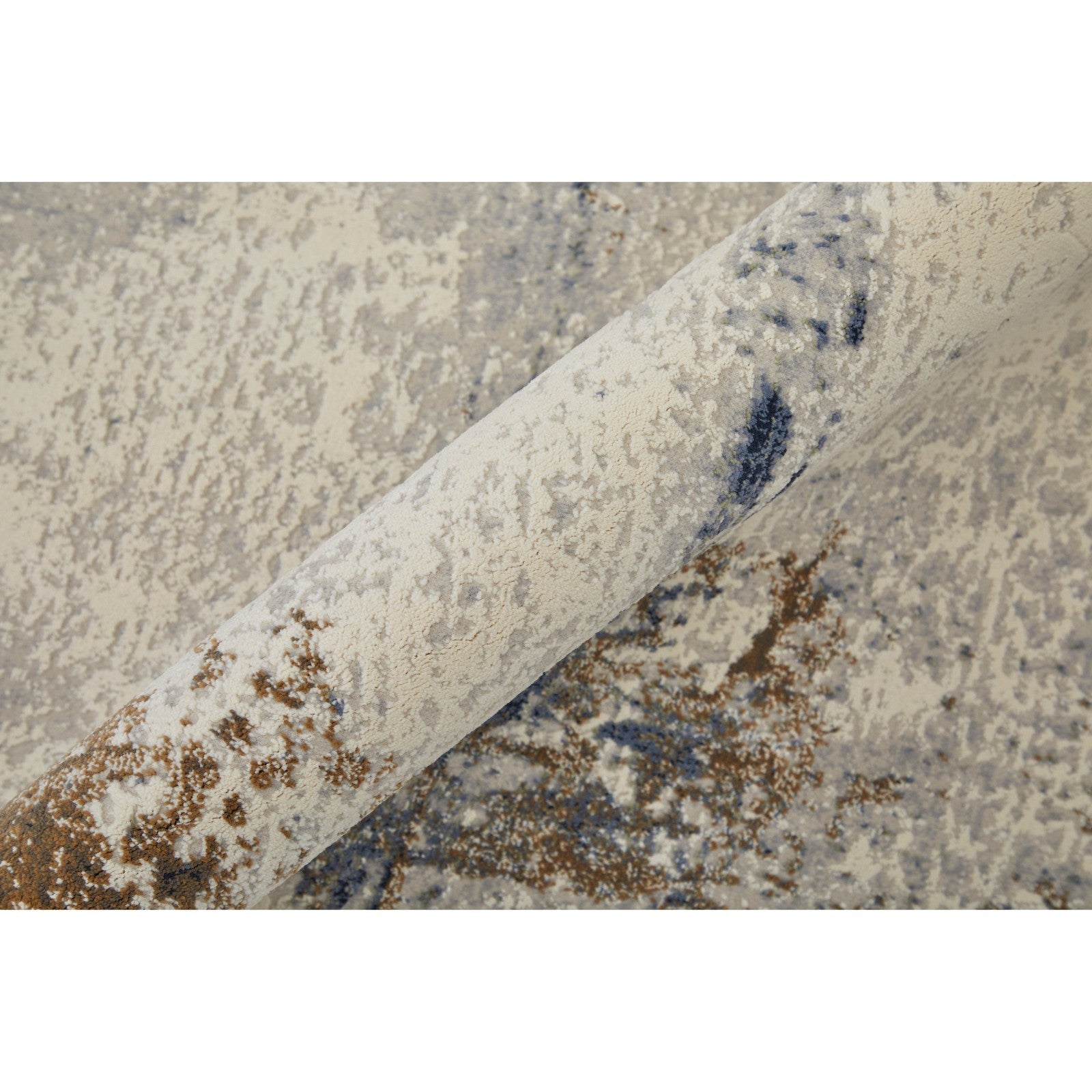 Feizy Clio 39LXF Modern Abstract in Ivory/Blue/Brown