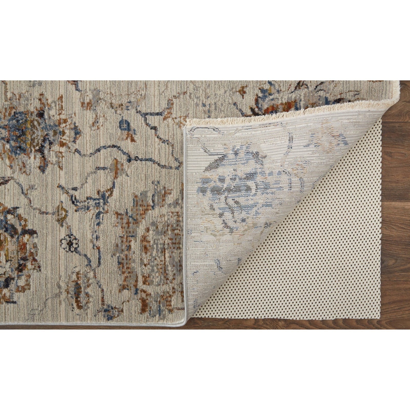 Feizy Kaia 39GPF Transitional Floral & Botanical in Ivory/Orange/Blue