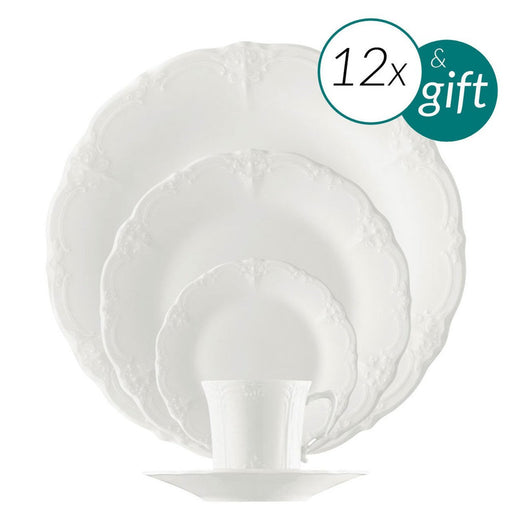Rosenthal 60 Piece Dinner Setting With 3 Free Serving Pieces Baronesse White