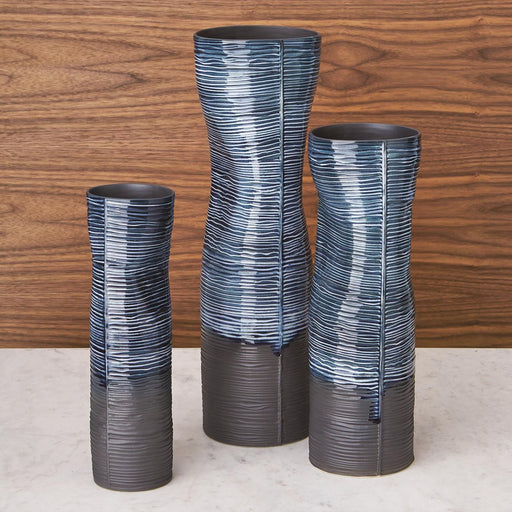 Global Views Carved Dented Vase-Ink