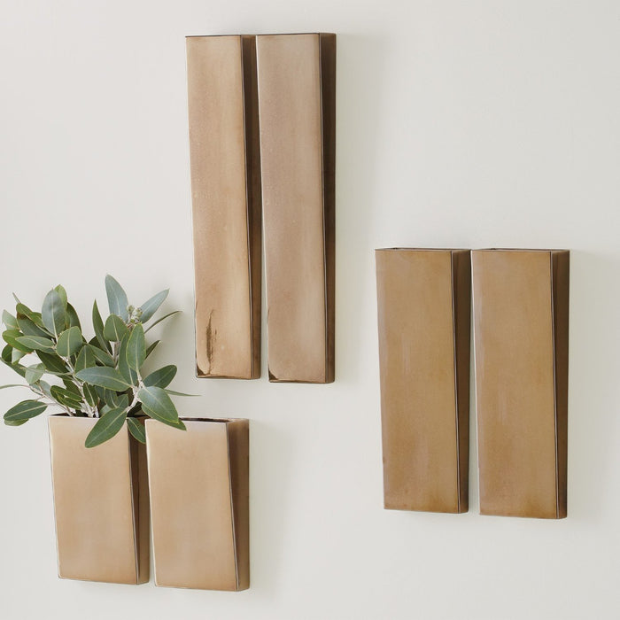 Global Views Pyramid Wall Vase-Bronze